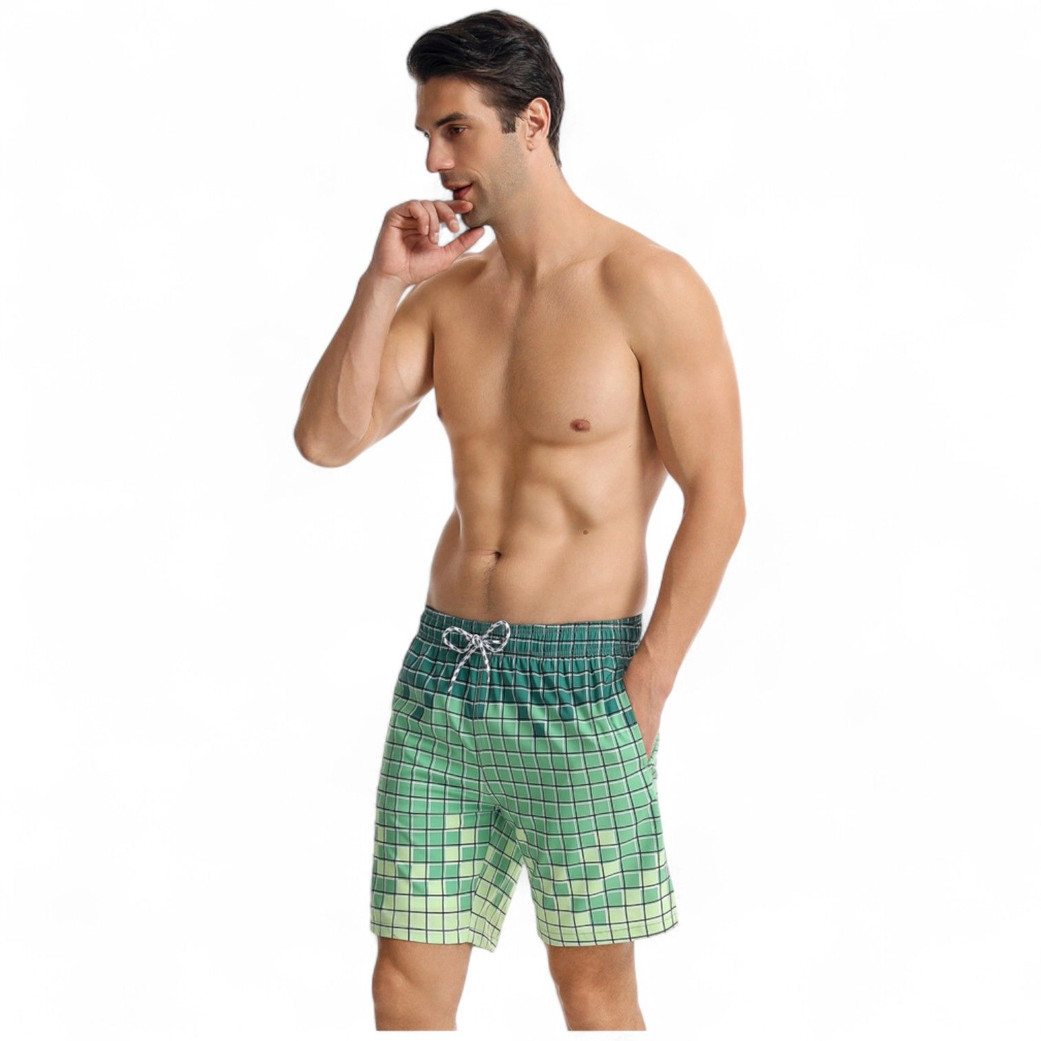 Anna-Kaci Men's Swim Shorts with Adjustable Drawstring Waistband Quick-Dry Fabric