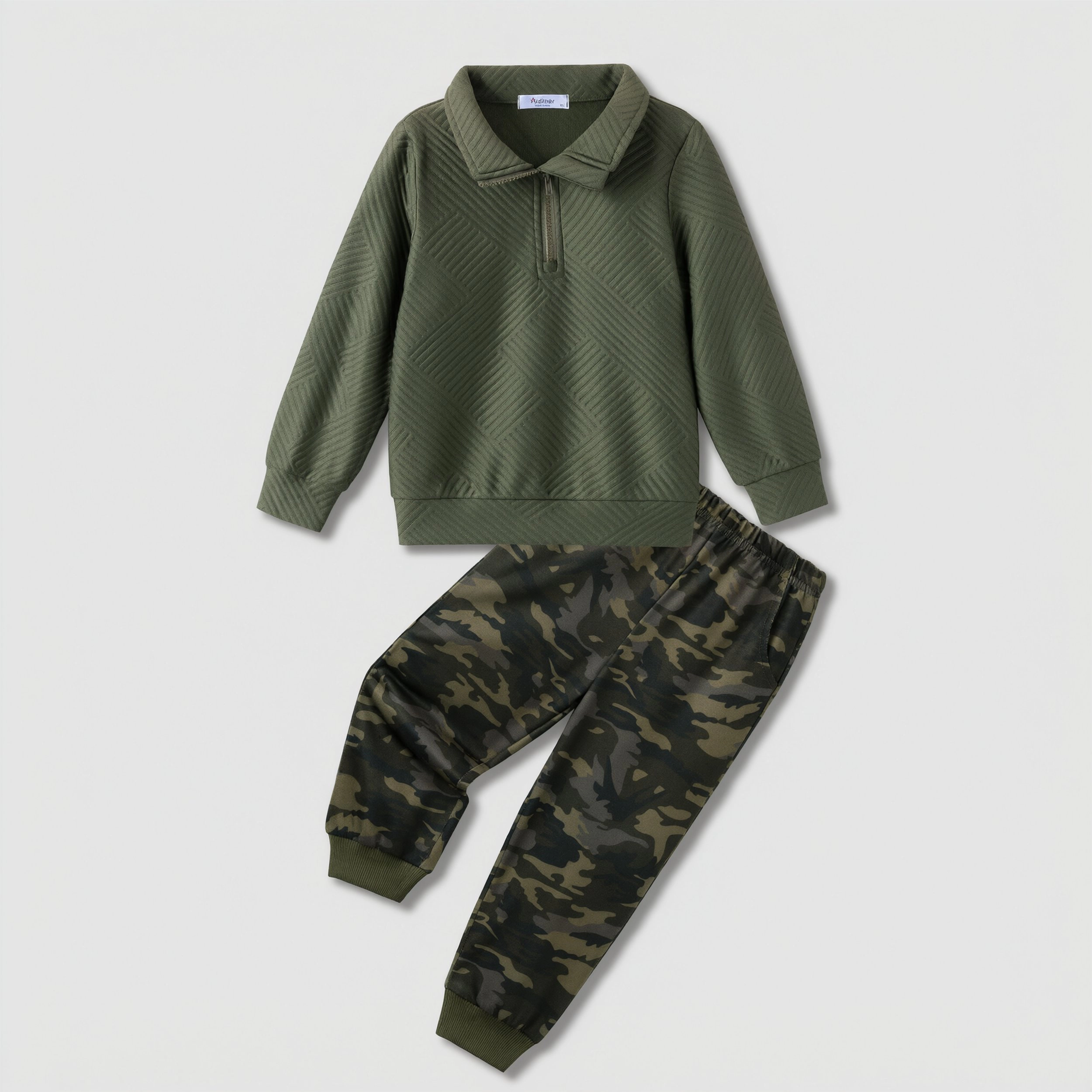 Arshiner Boys Half Zip Collar 2-Piece Fall Winter Sweatpants Tracksuit Set