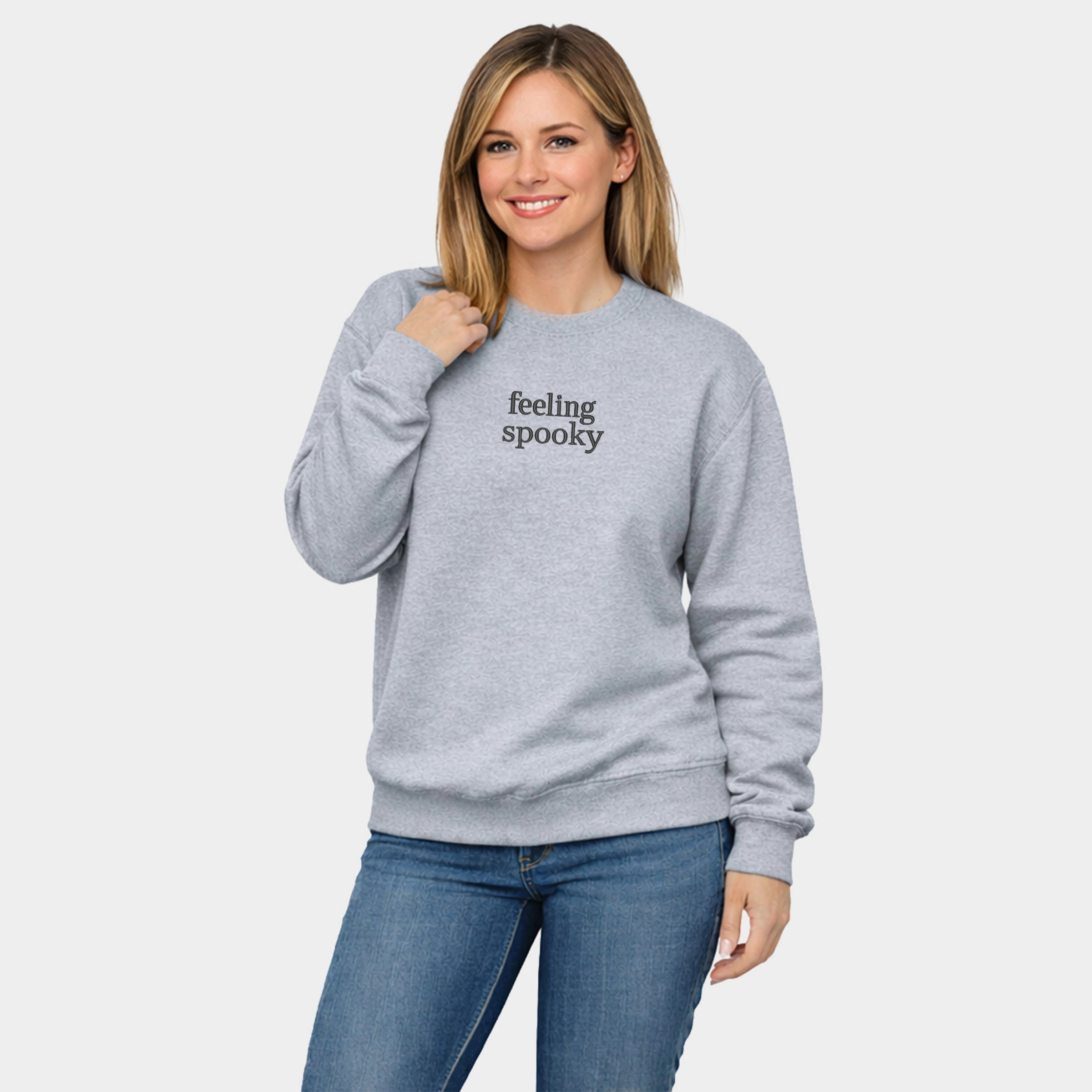 Simply Sage Market - Women's Graphic Sweatshirt Embroidered Feeling Spooky