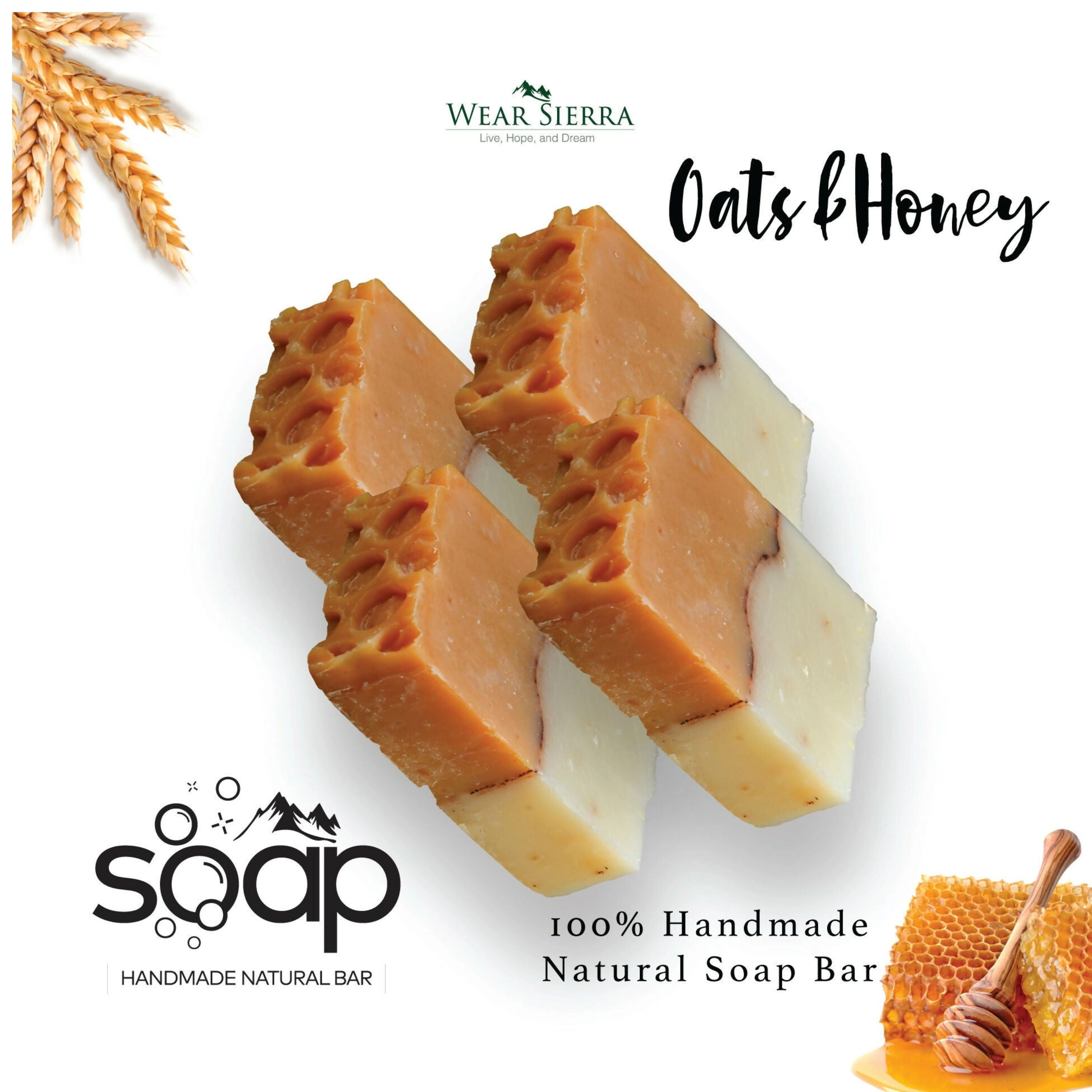 Wear Sierra Handmade Natural Moisturizing Oats and Honey Bar Soap Pack Of