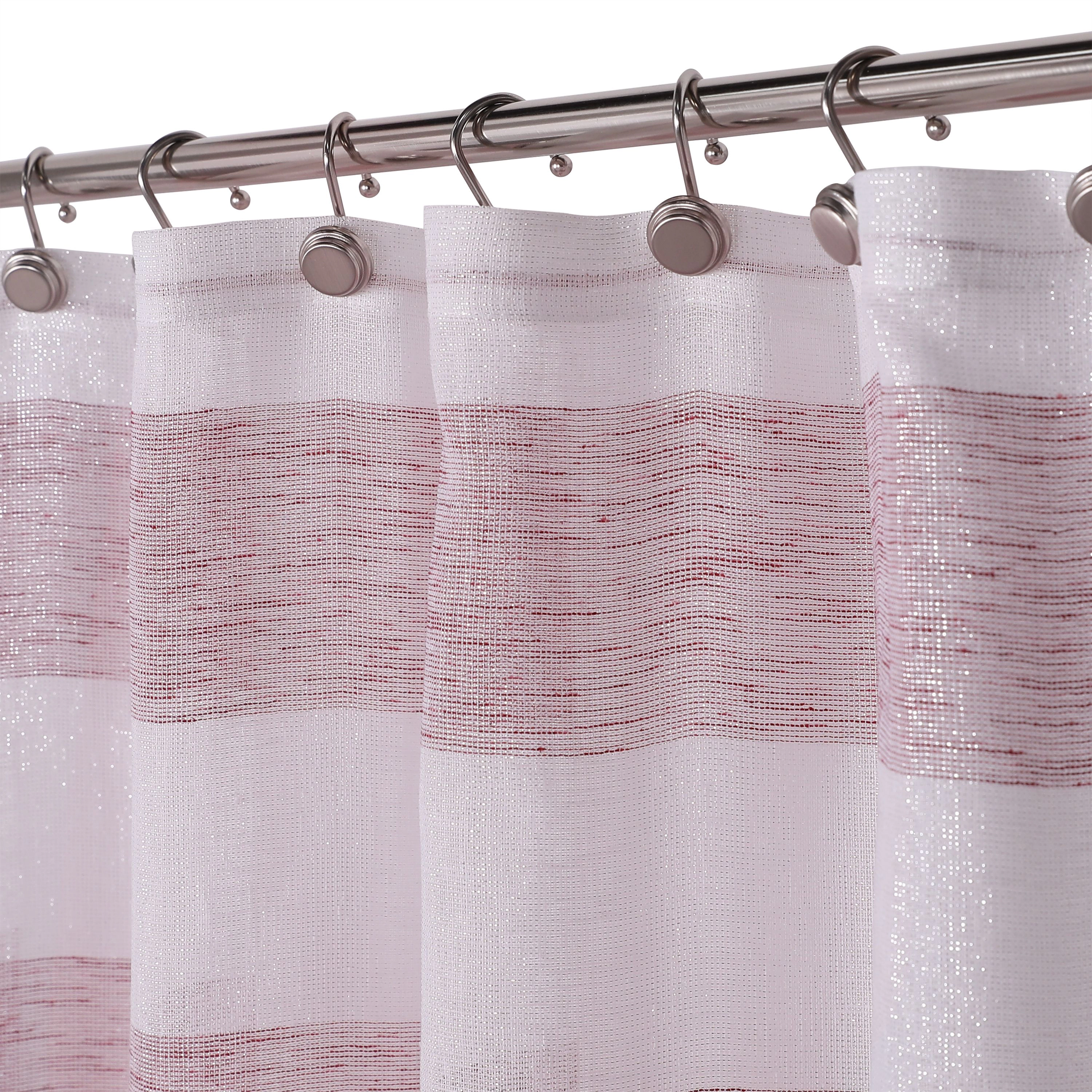 Kate Aurora Seaside Chic Cabana Metallic Striped Fabric Shower Curtains