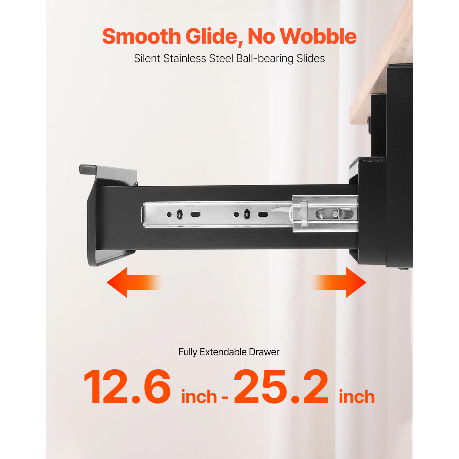 HONGGE Wide Under Desk Drawer Slide Out, Pull-out Drawer Attachment, Hidden Desktop Storage Organizer