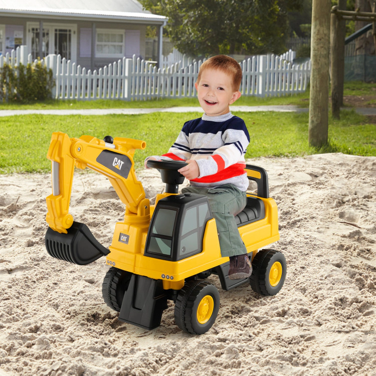 Hivvago Licensed Caterpillar Kids Ride-On Digger-Yellow