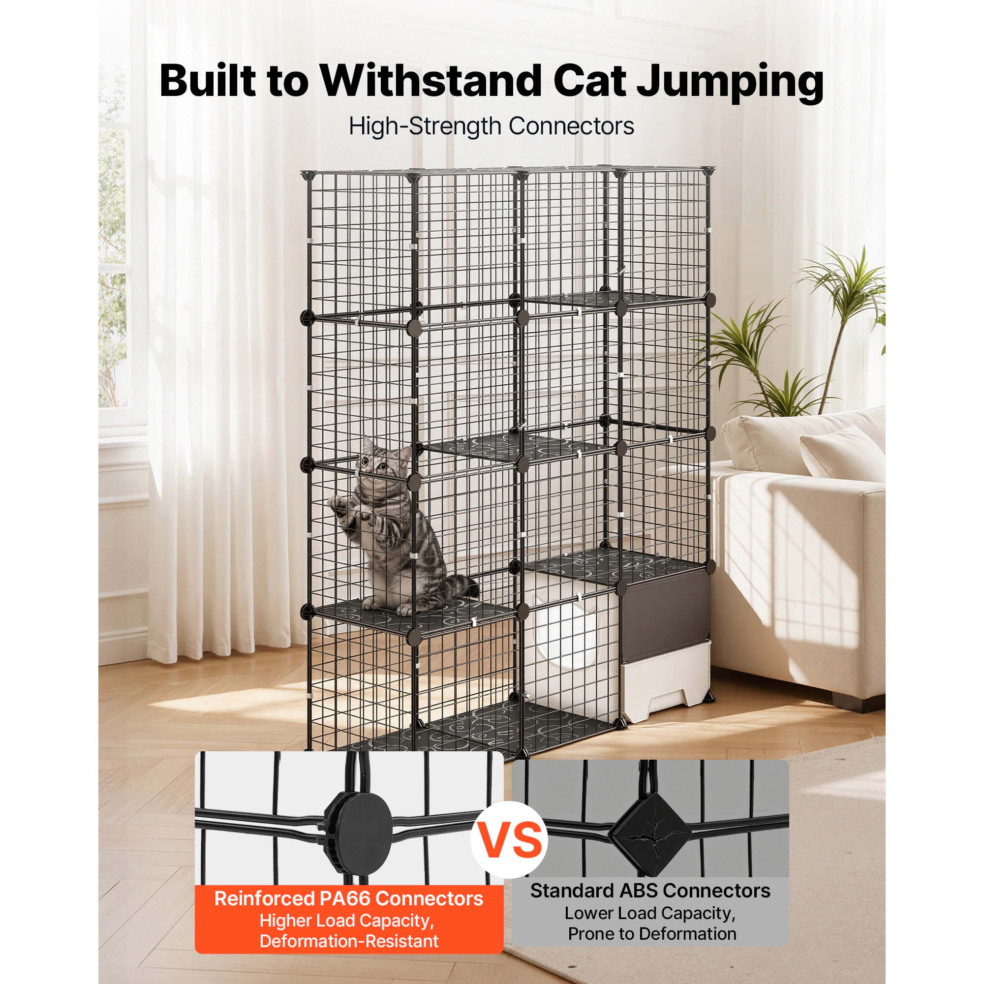 HONGGE Cat Cage DIY Cat Playpen Indoor Enclosure Detachable Metal Wire Kennel Crate with Large Exercise Place Ideal for