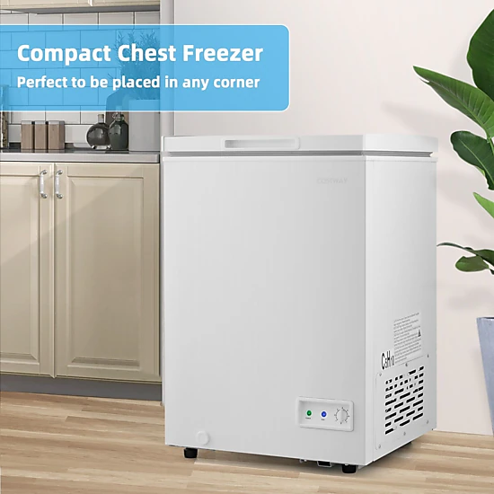 Slickblue Compact Chest Freezer with 7-Setting Control, White