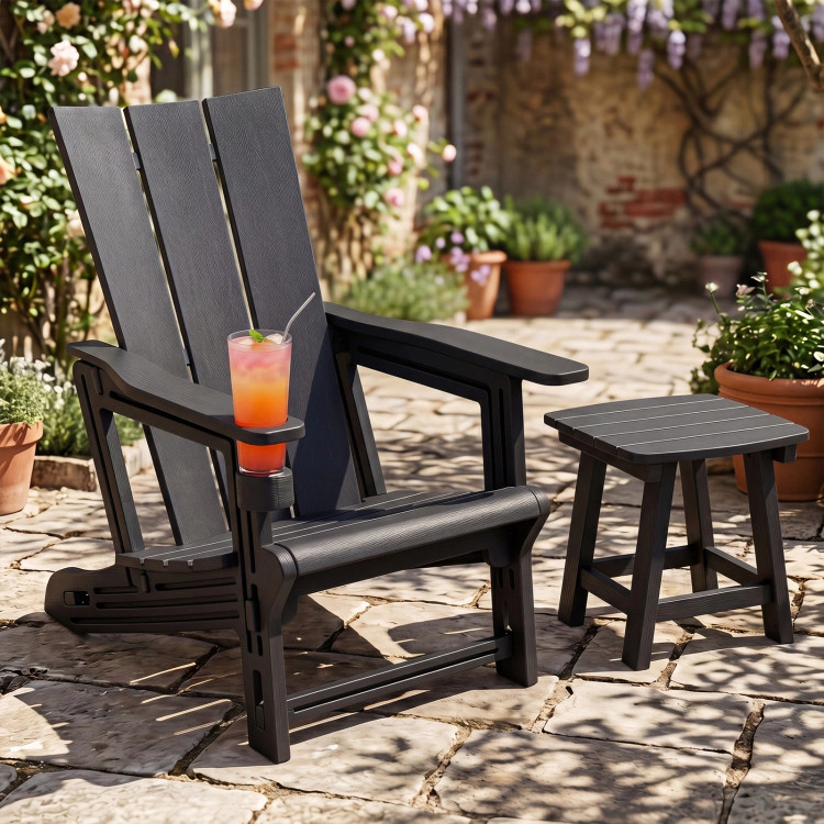 Hivvago Hdpe Outdoor Adirondack Chairs With Cup Holder