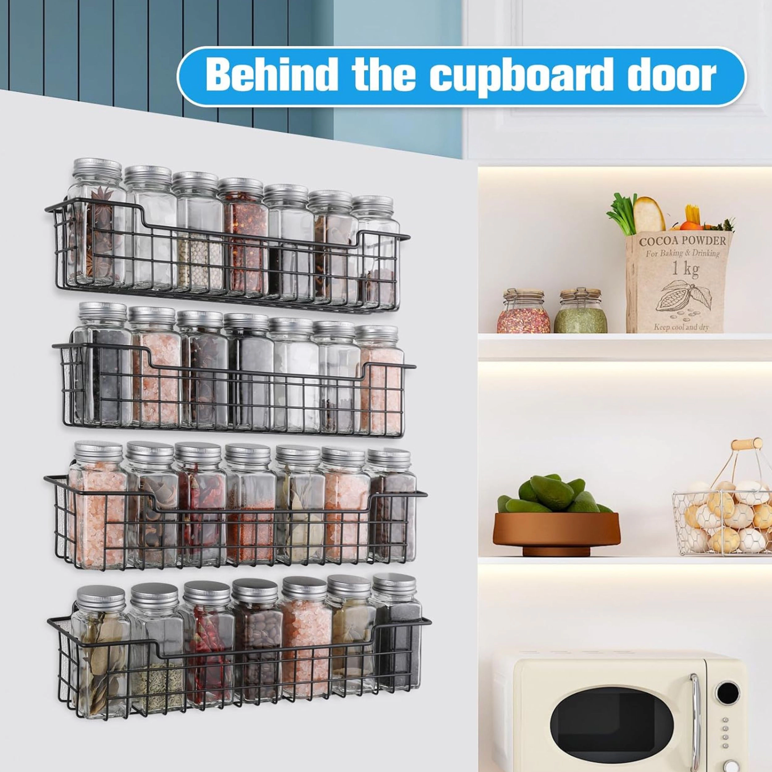 Stock Preferred Wall Mount Metal Spice Rack Organizer for Kitchen Cabinet Pantry