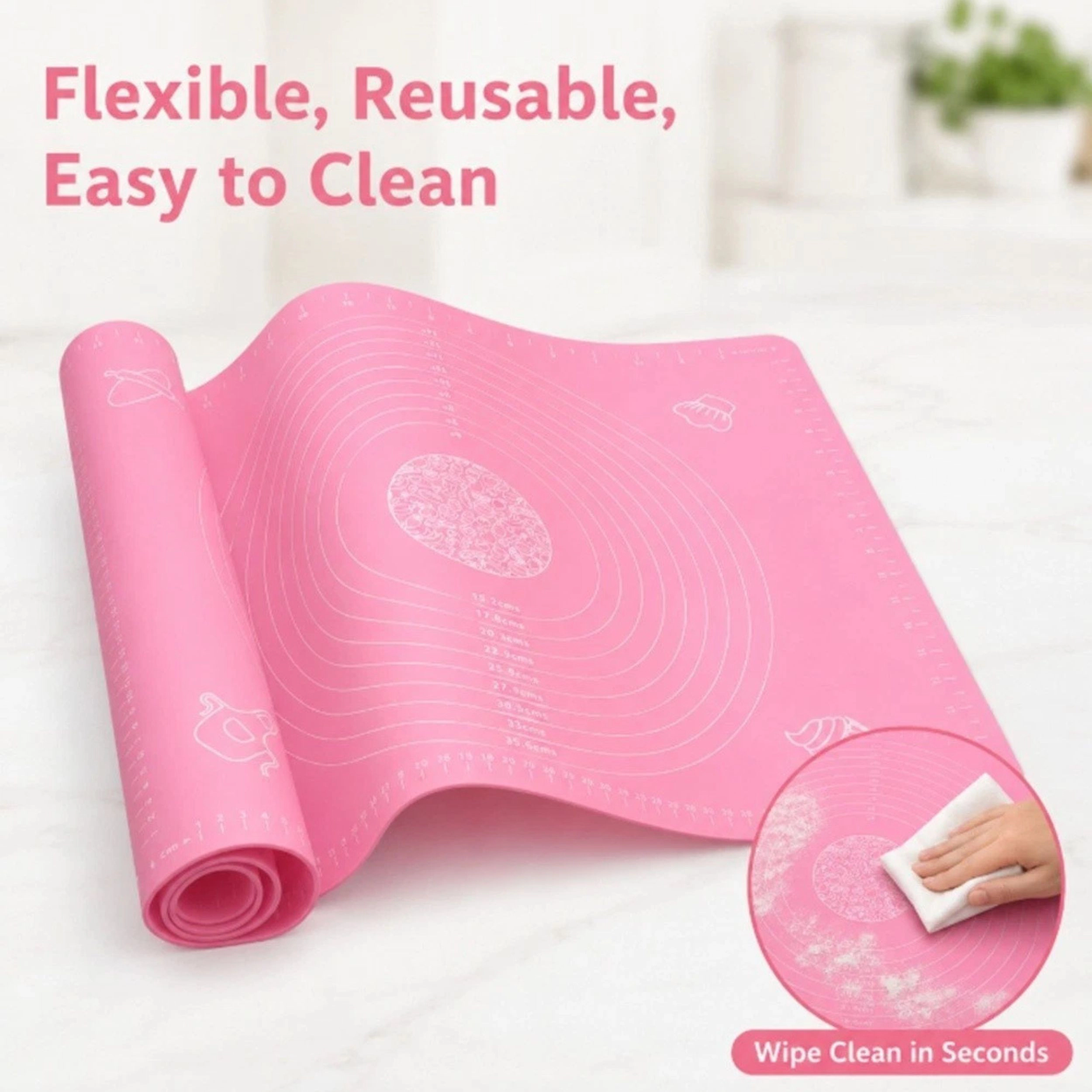 Home Collection Non-Slip Silicone Pastry Mat 15.7 x 19.7 Inch Reusable Baking
