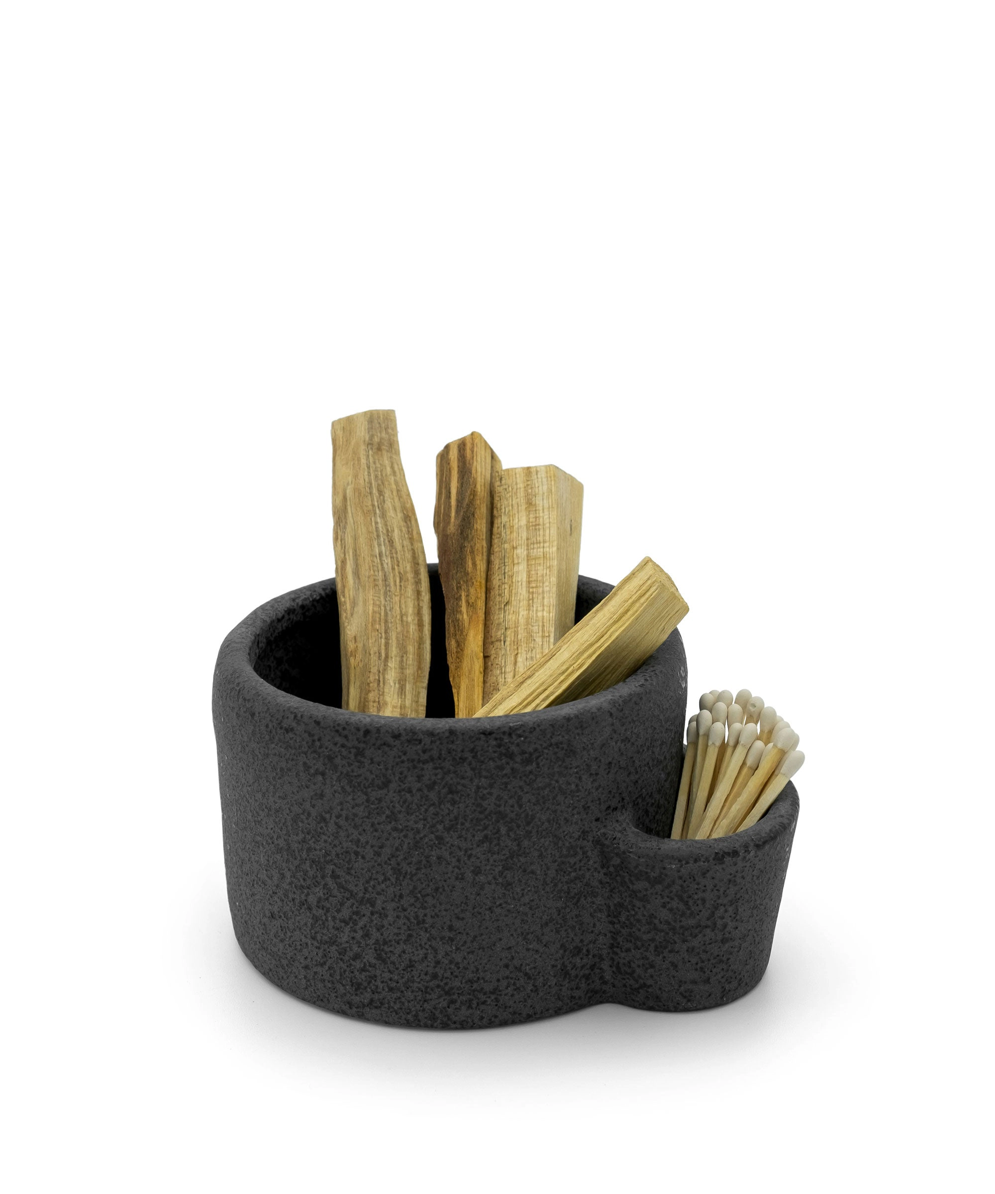 Bursera Vulcan Ceramic Decorative Bowl, 5-Inch Speckled Gray and Black