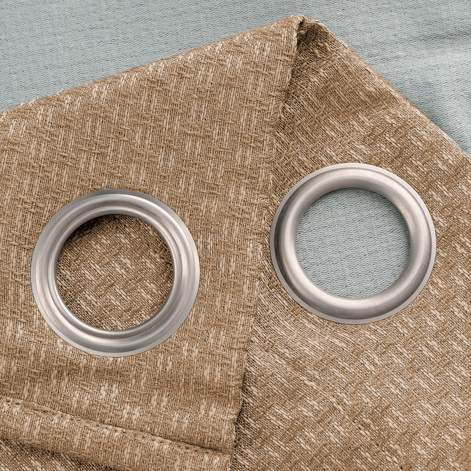 Olivia Gray 100% Polyester 250 GSM Basket Weave Ian Luxury Jacquard Blackout Grommet Curtain Panel 54" x 90" Taupe