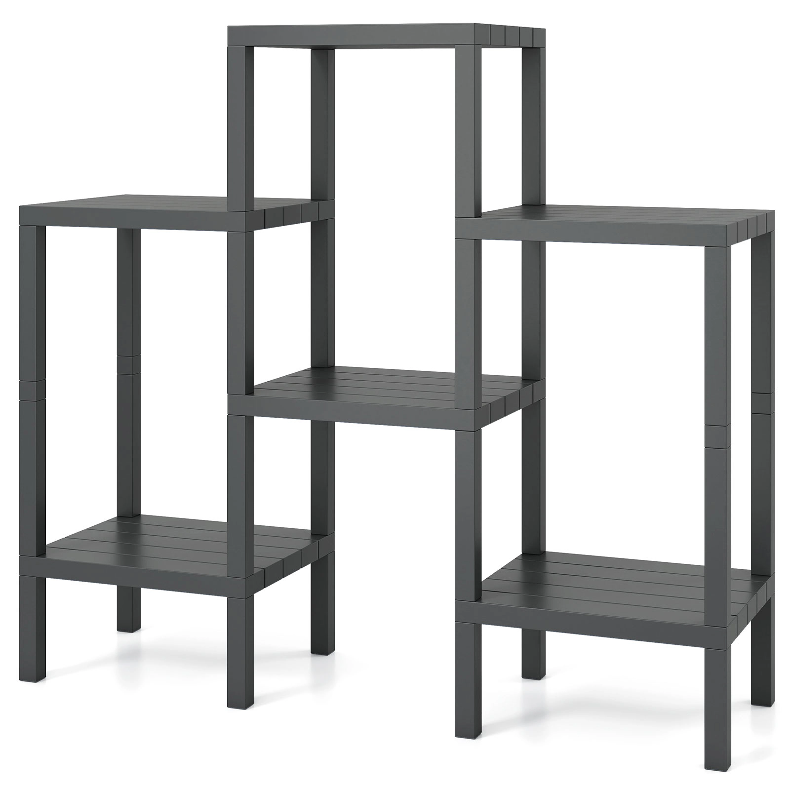 SUGIFT 6-Tier Modular Plastic Storage Shelves 22-lb Shelf Capacity PP Frame Gray