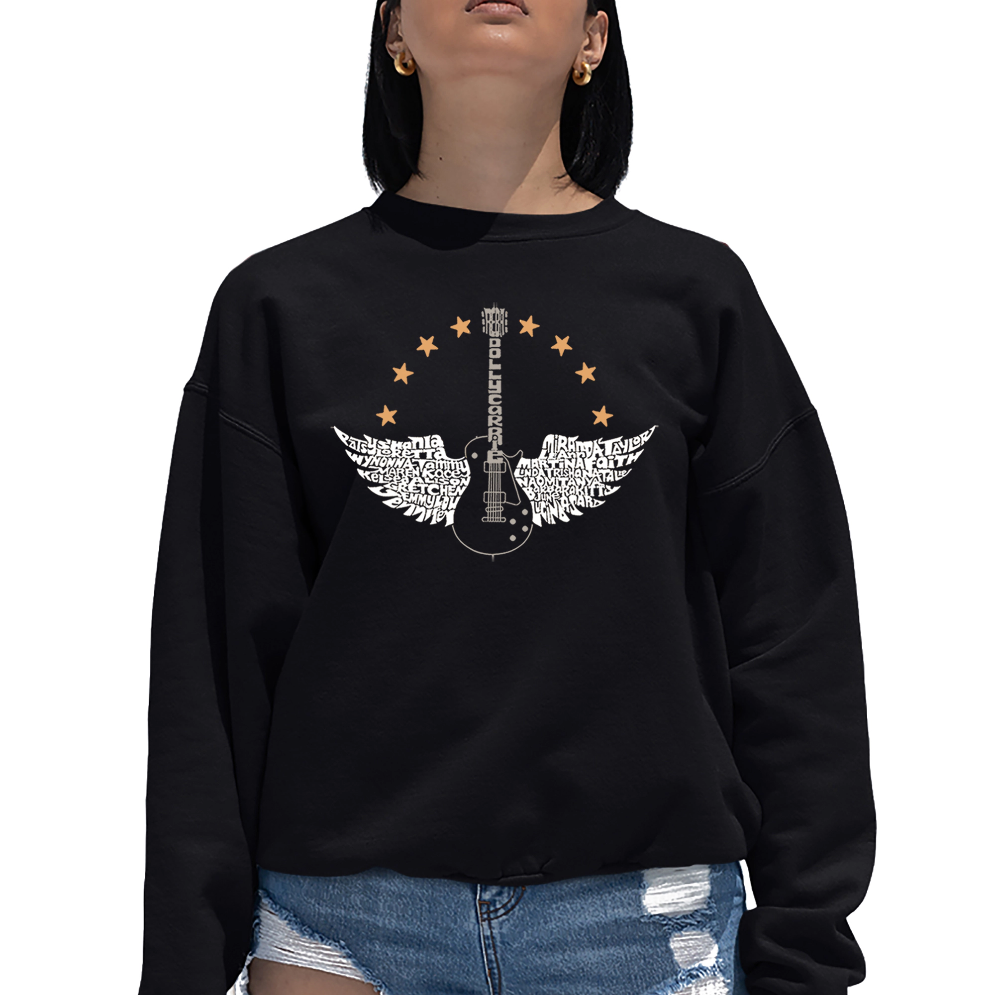 LA Pop Art Country Female Singers - Women's Word Crewneck Sweatshirt