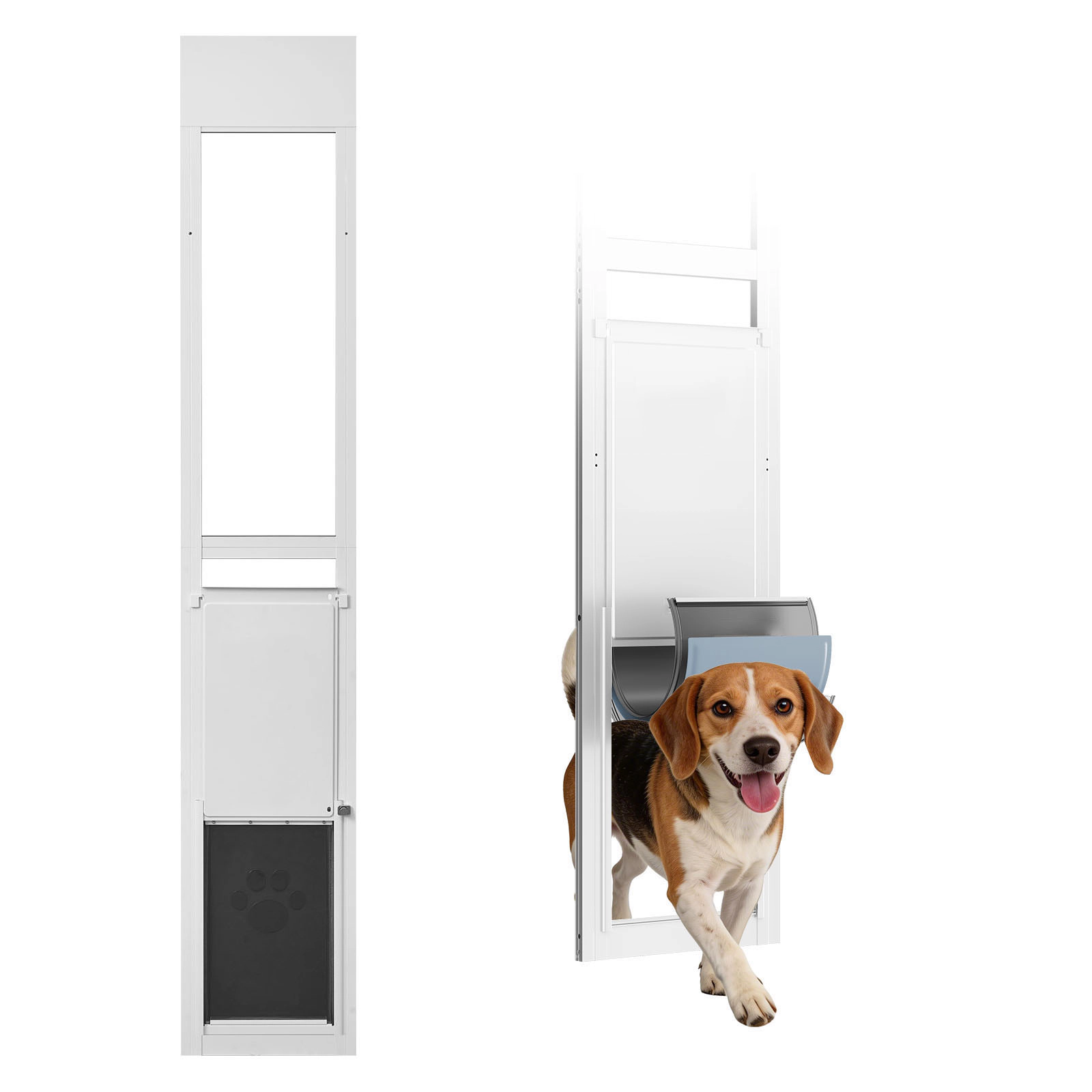 HONGGE Sliding Glass Dog Door for Large Dogs up to 100 lbs, Rotating Hinge, Triple-Layer Insulated Flap