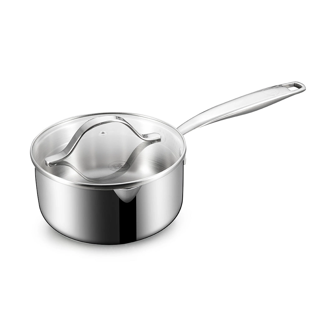BE - LIVING Essential Series PFAS-free Tri-Ply Stainless Steel Sauce Pan with Lid 8"