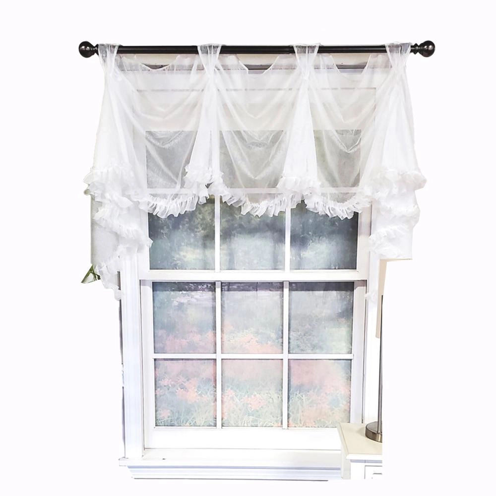 RLF Home Luxurious Modern Design Classic Sheers Victory Swag 3-Scoop Window Valance 50" x 25" White