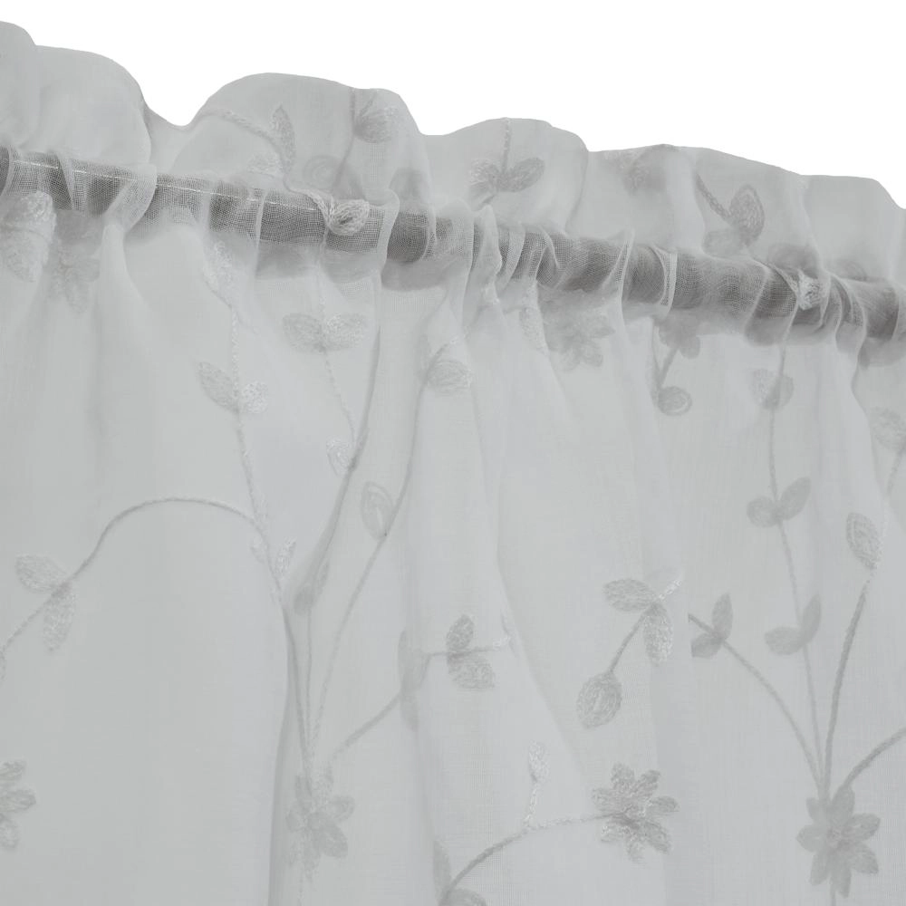 Habitat Grandeur Sheer Floral Motif and Scalloped Bottom Hem Pole Top Curtain Tiers