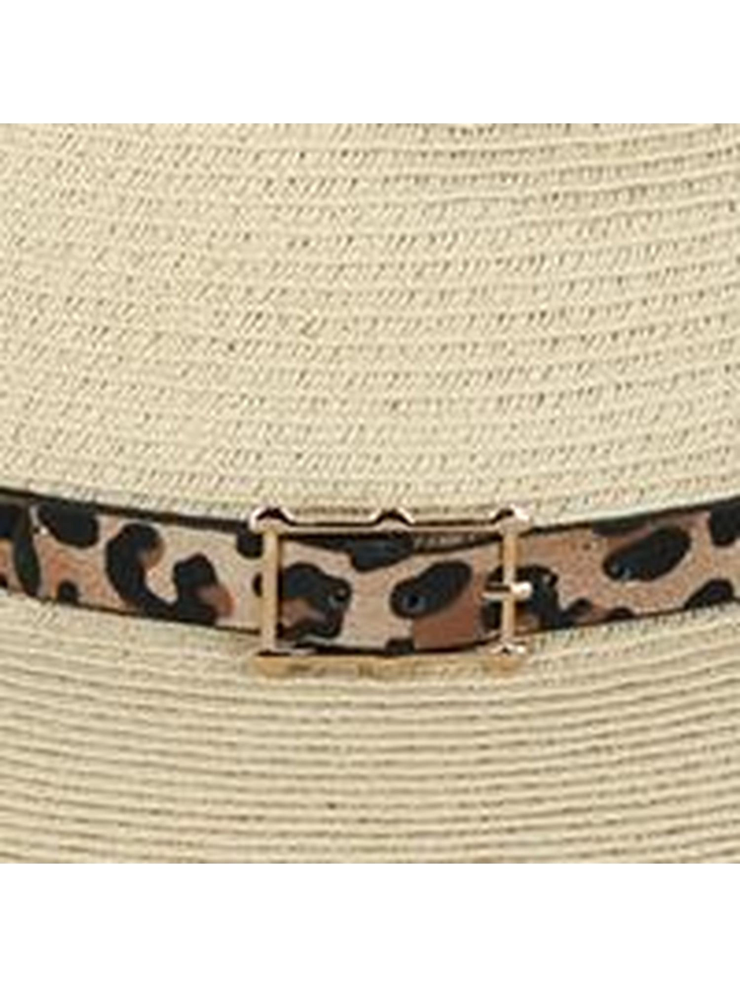Karen Keith Women's Braided Toyo Fedora Sun Hat with Leopard Band