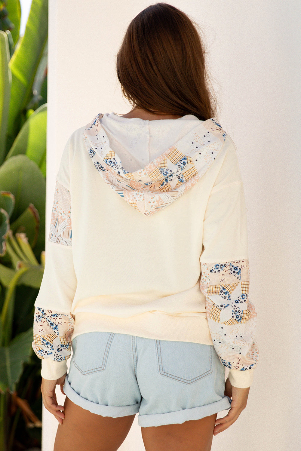 Threaded Pear Women's Dakota Geo Pattern Patchwork Hoodie