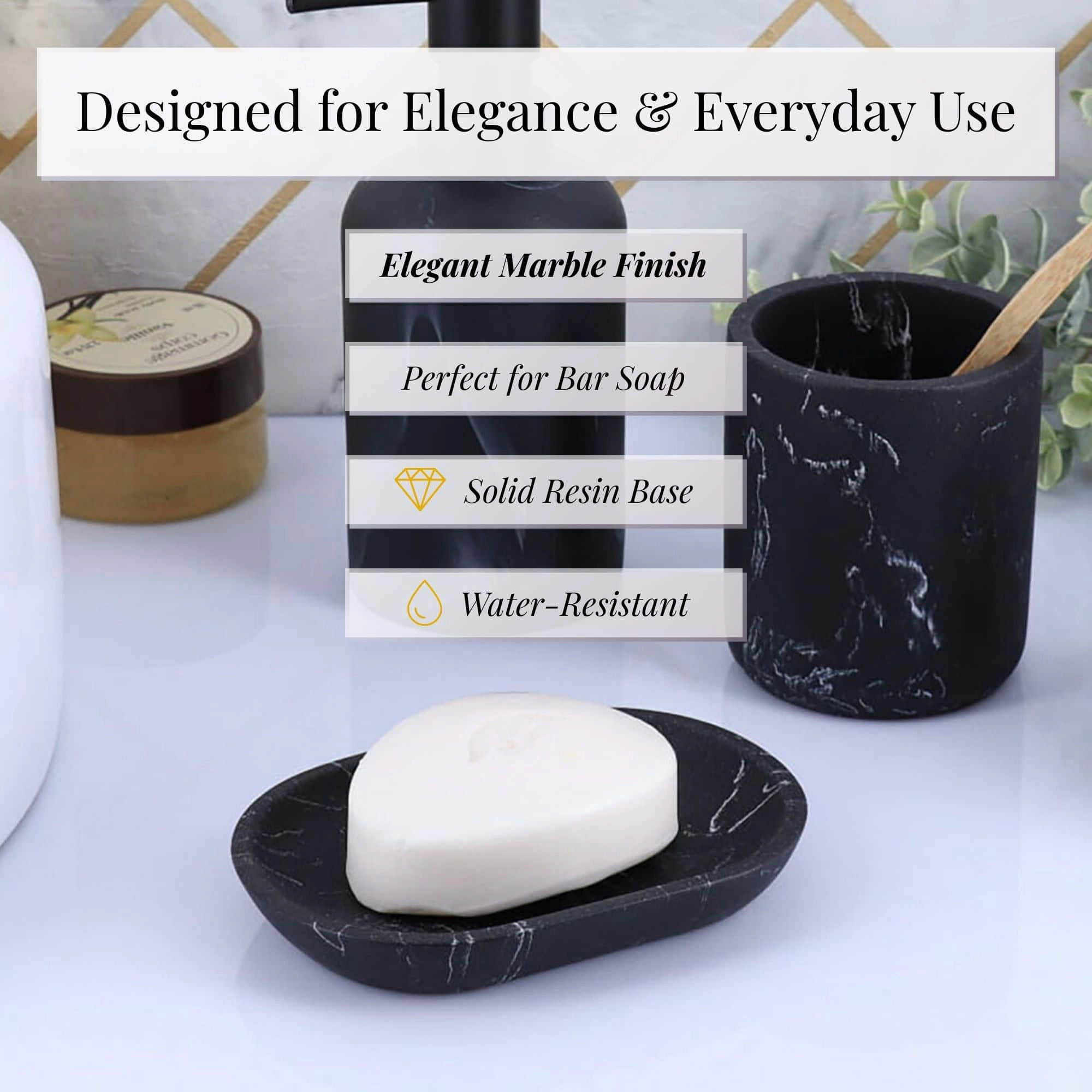 Evideco French Home Goods Marble-Effect Polyresin Soap Dish - Polished Rectangular Countertop