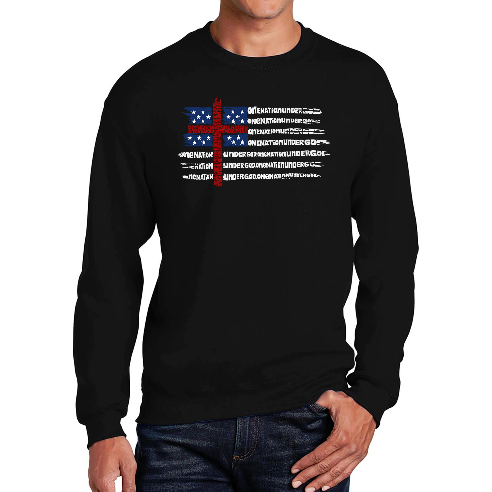 LA Pop Art One Nation Flag - Men's Word Crew Sweatshirt