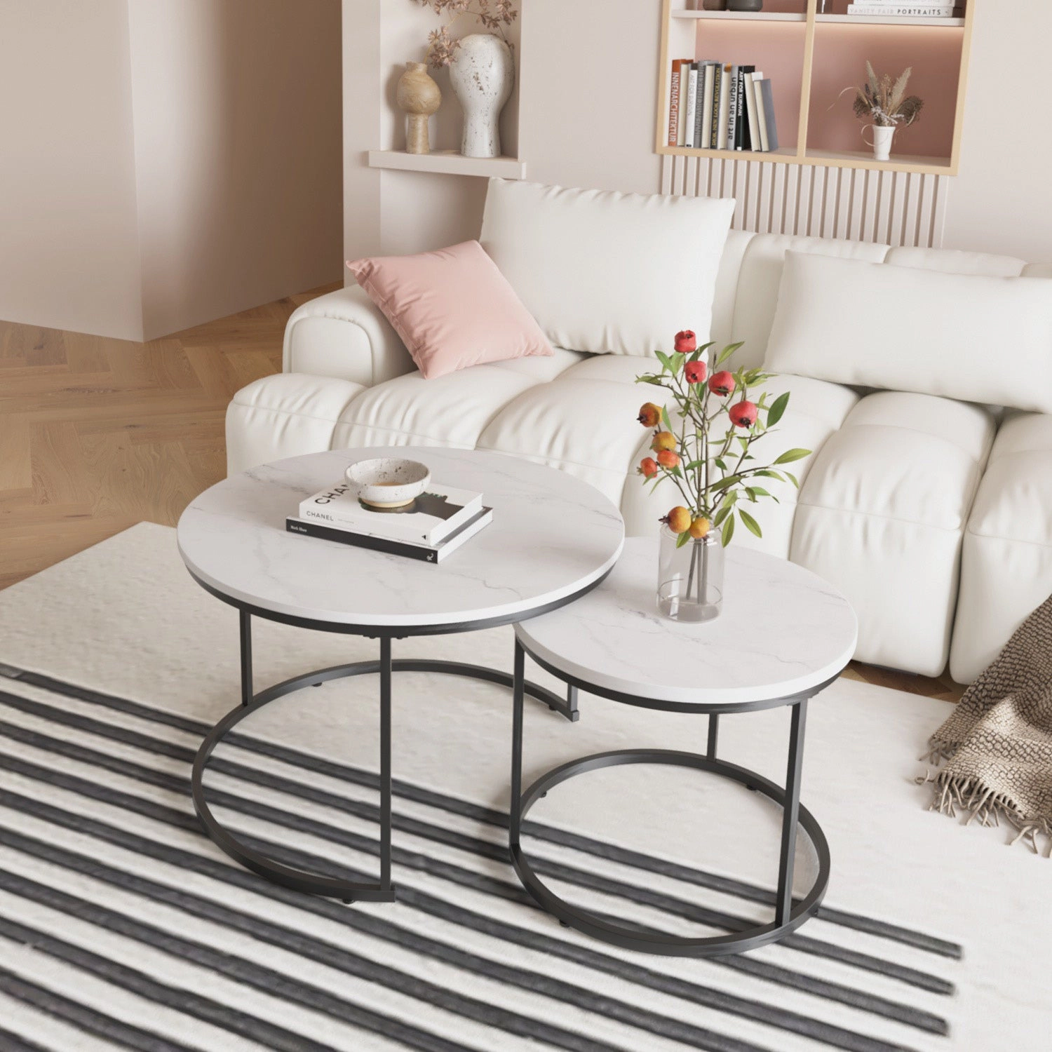 GBruno 2-Piece Nesting Coffee Table Set Round