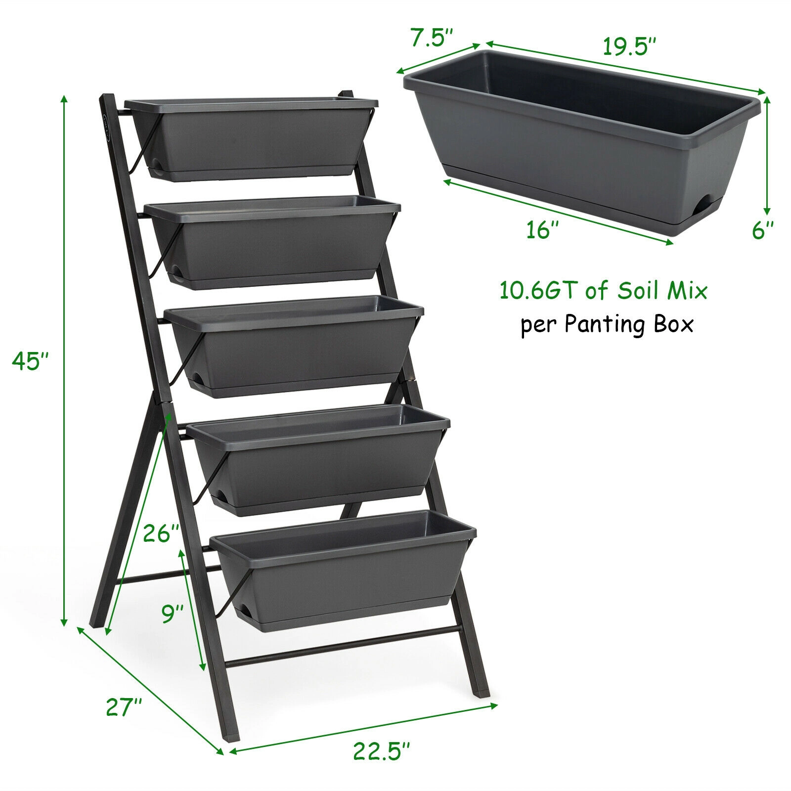 Hivvago 5-Tier Raised Planter for Flowers and Vegetables