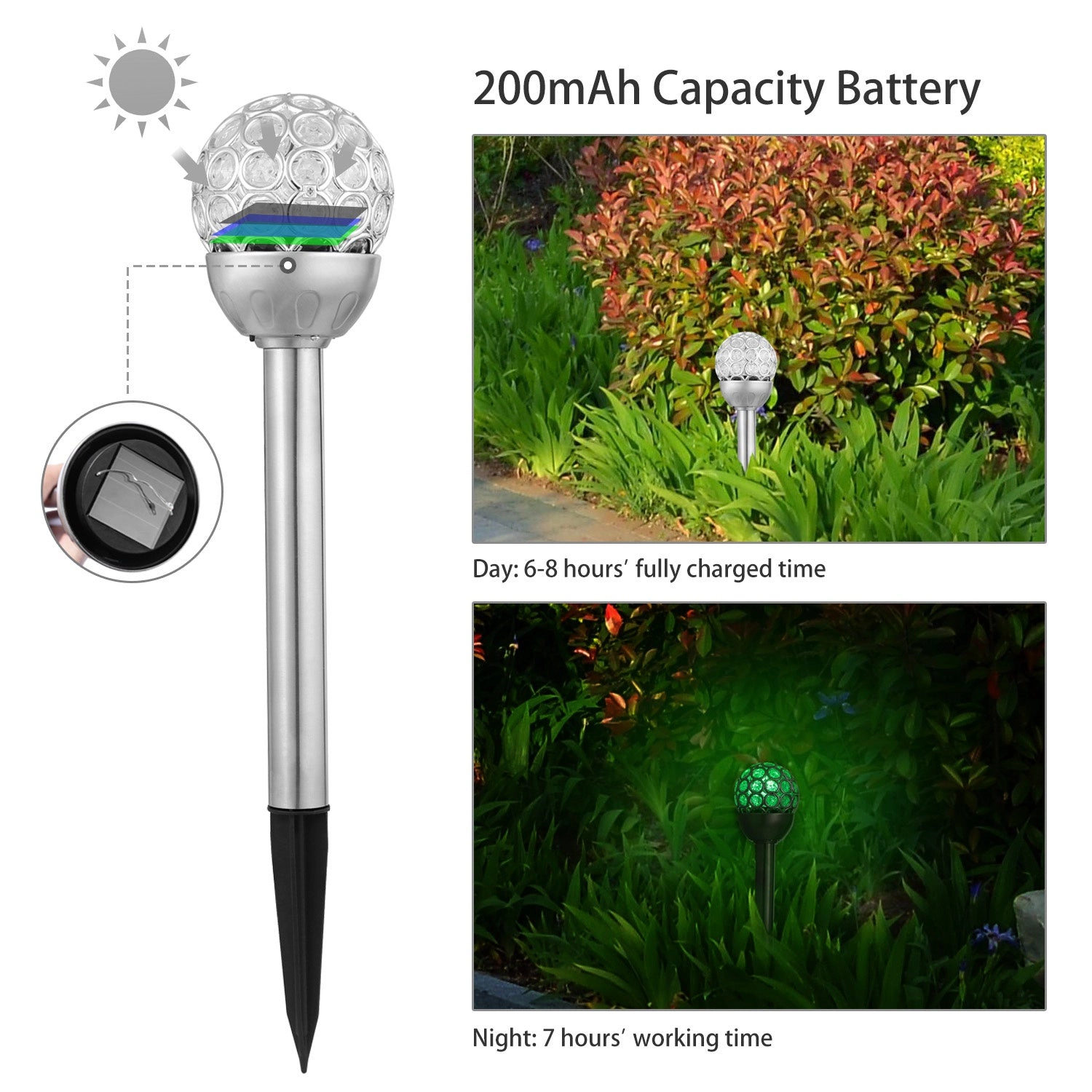 GBruno 3-Piece Solar RGB Ball Garden Lights