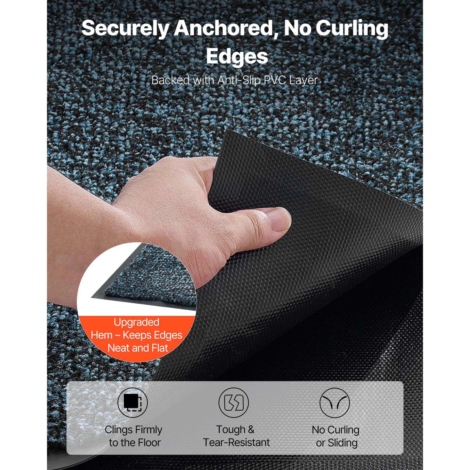 HONGGE Heavy Duty Washable Front Door Mat for Indoor and Outdoor Industrial Entrance Carpet with PVC Backing