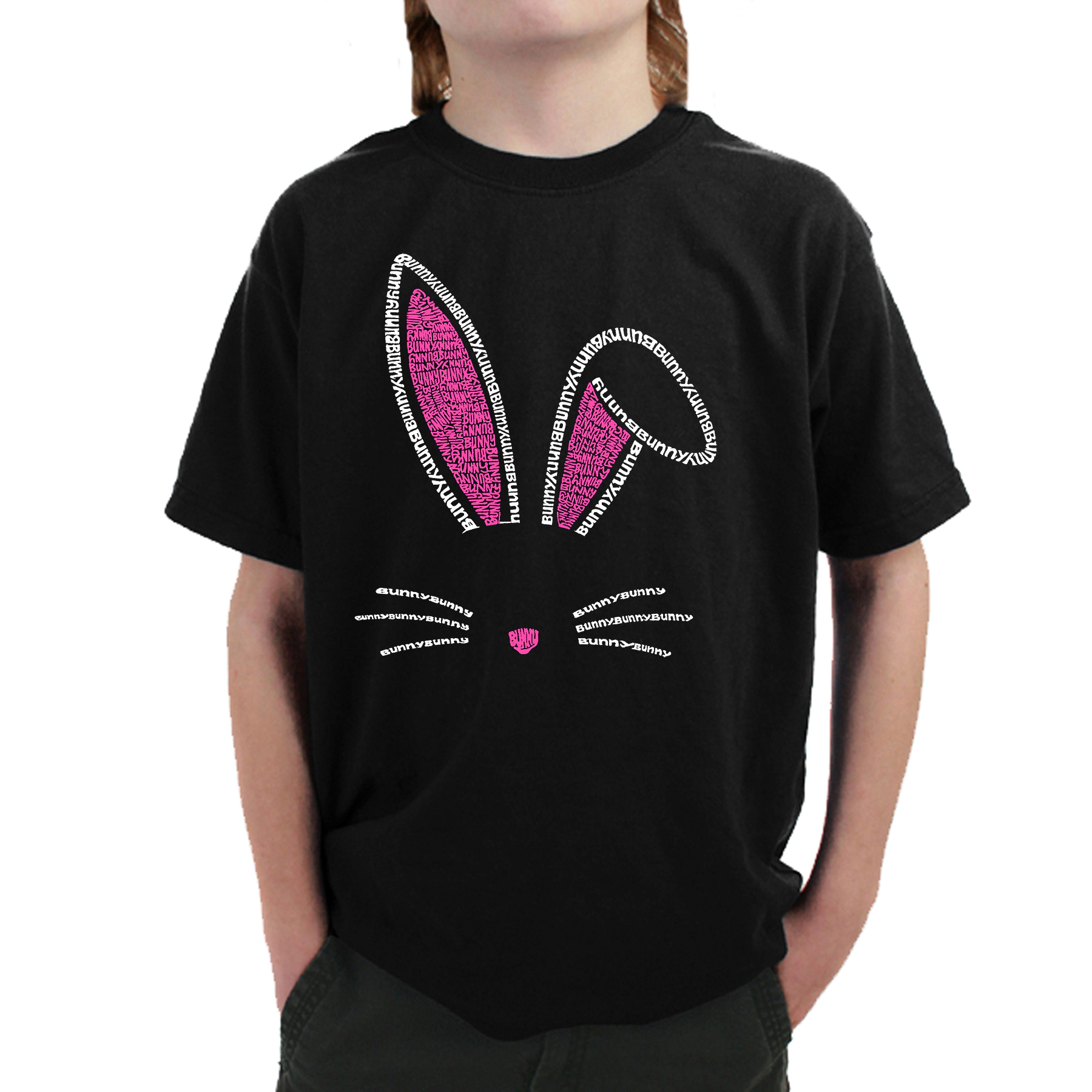 LA Pop Art Boy's Word T-Shirt - Bunny Ears