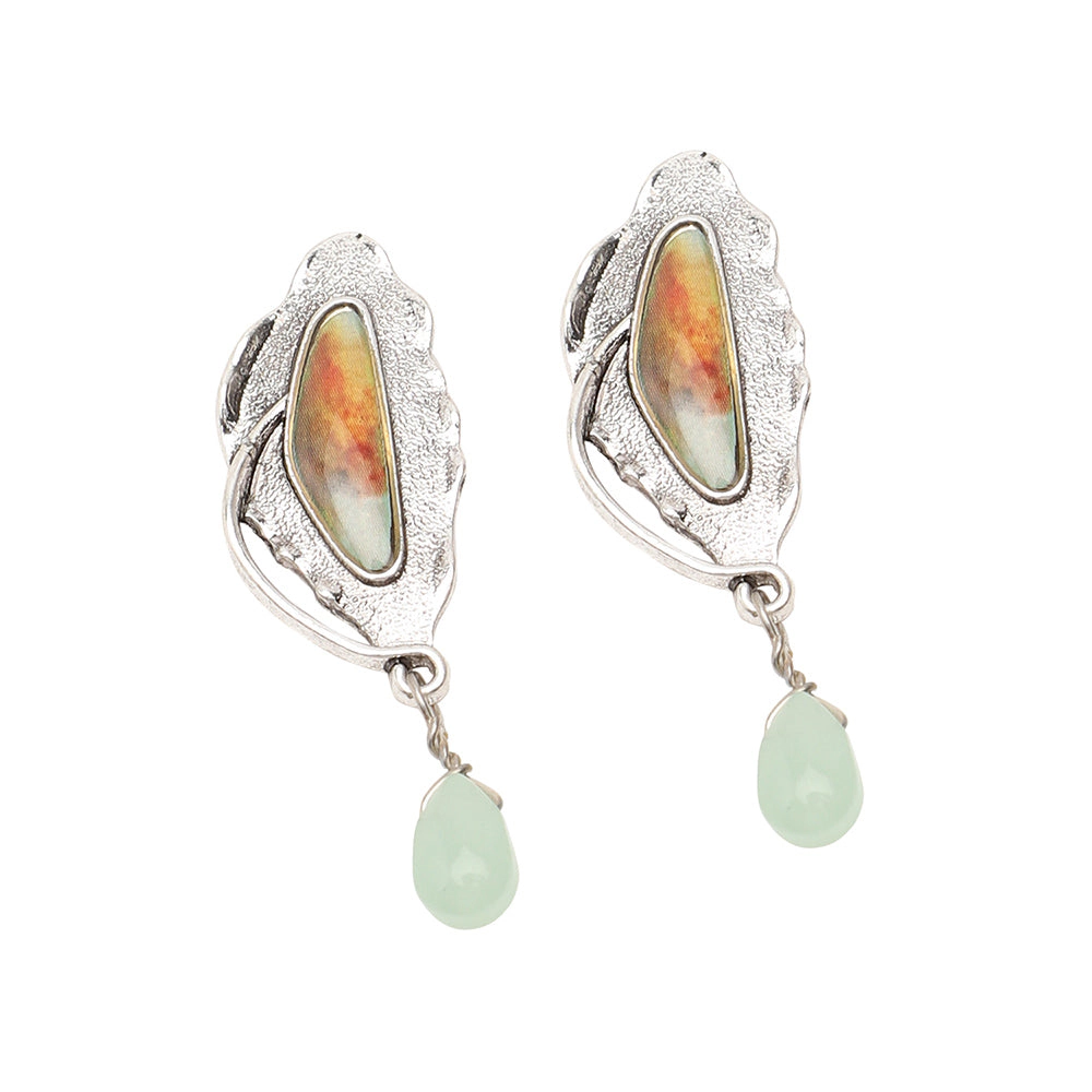 SOHI Women's Blue Abstract Drop Earrings