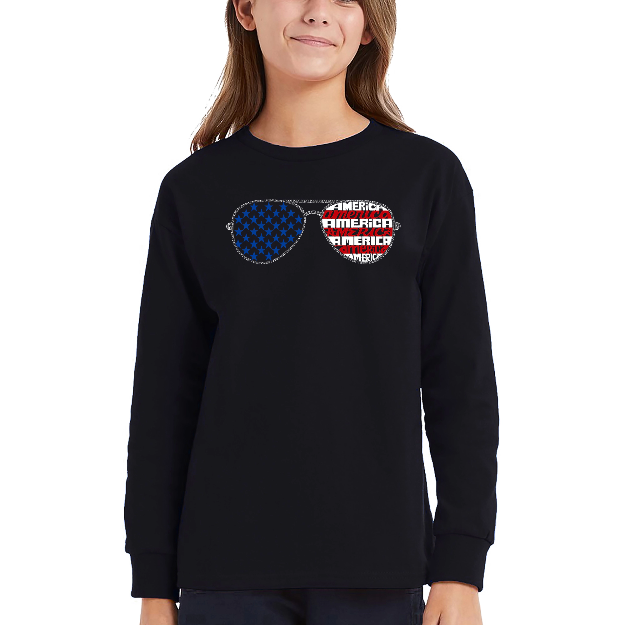 LA Pop Art Girls Long Sleeve Word T-Shirt