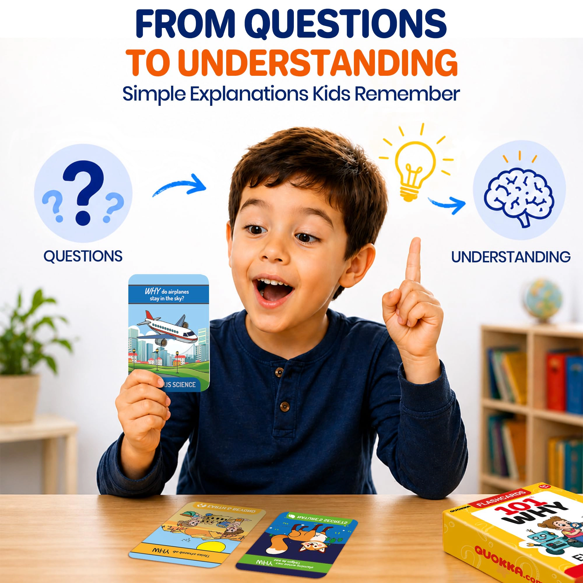 QUOKKA Why Questions Flash Cards for Kids Ages 4-7, 101 Question and Answer Cards on Science, Nature, Space and the Human Body