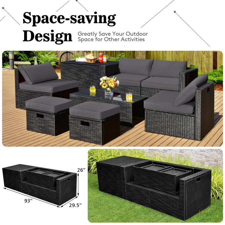 Hivvago 8 Pieces Patio Furniture Set With Storage Box And Waterproof Cover