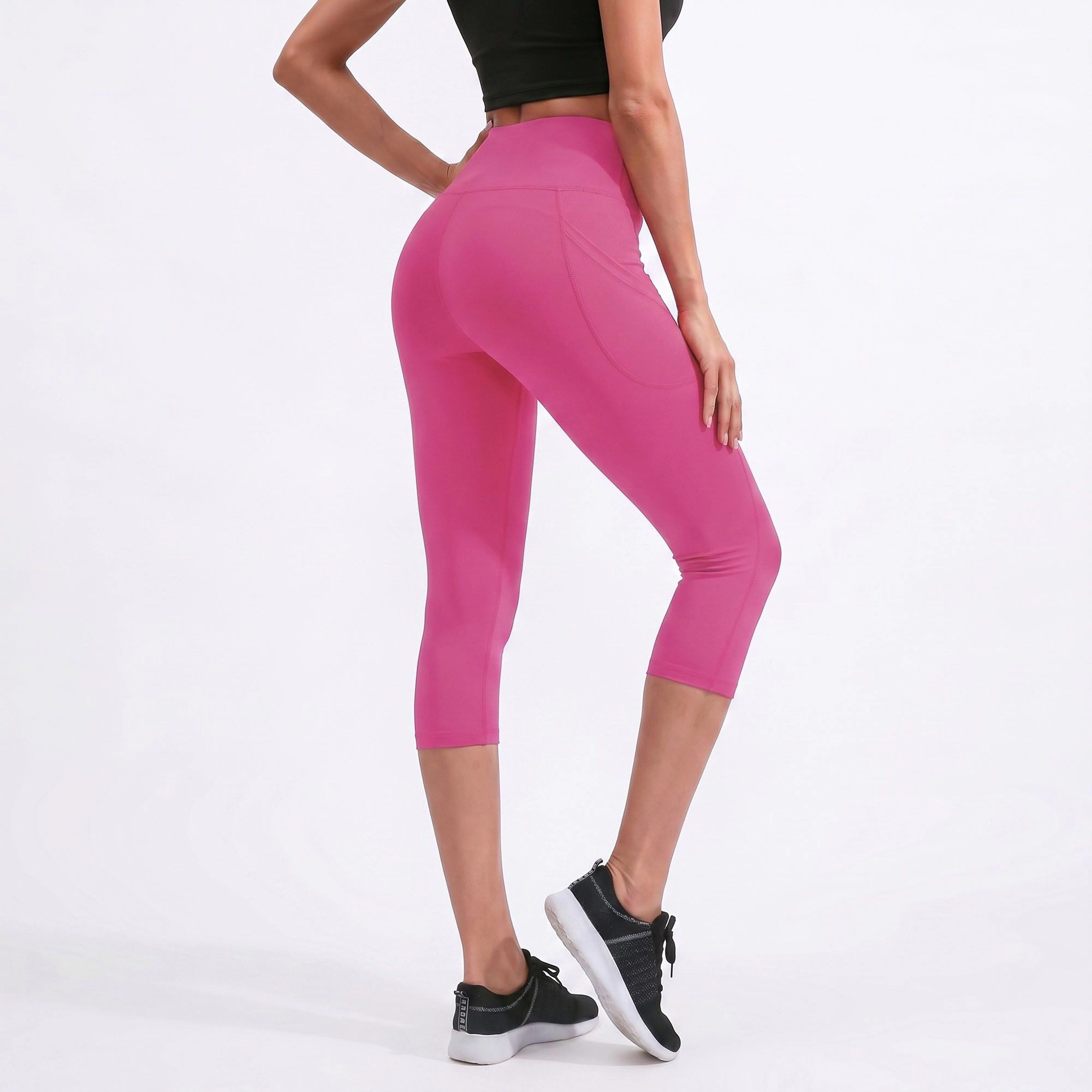 Anna-Kaci Women's High-Waist Capri Leggings with Wide Waistband Smooth Stretch Pull On Workout Yoga Pants