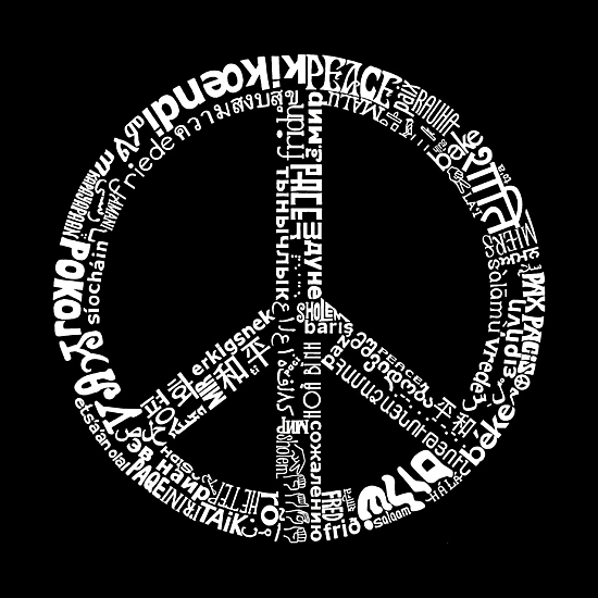 LA Pop Art Girls Word Art T-Shirt - THE WORD PEACE IN 77 LANGUAGES