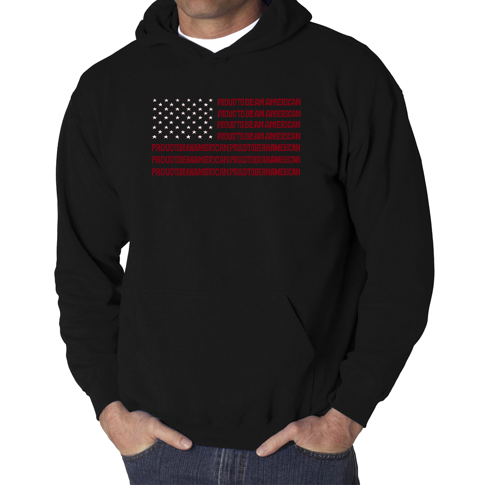 LA Pop Art Proud To Be An American - Men's Word Hooded Sweatshirt