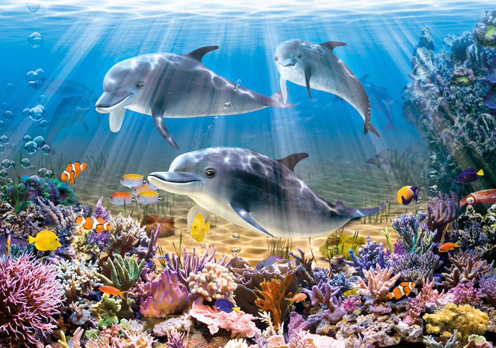 CASTORLAND 500 Piece Jigsaw Puzzles, Dolphins Underwater, Ocean life, Sea puzzles, B-52547
