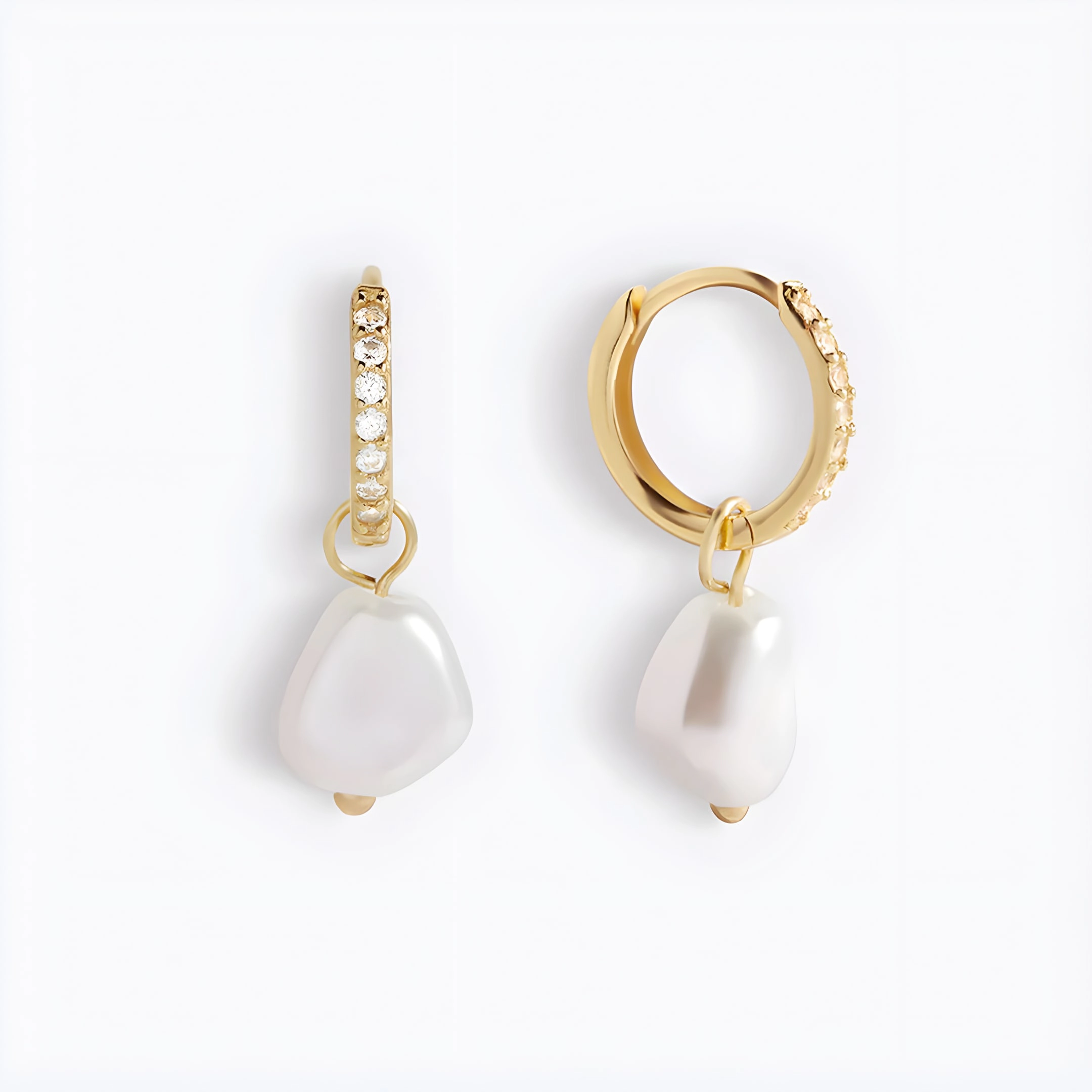 Mint & Lily Women's Freshwater Pearl Drop Huggie Earrings