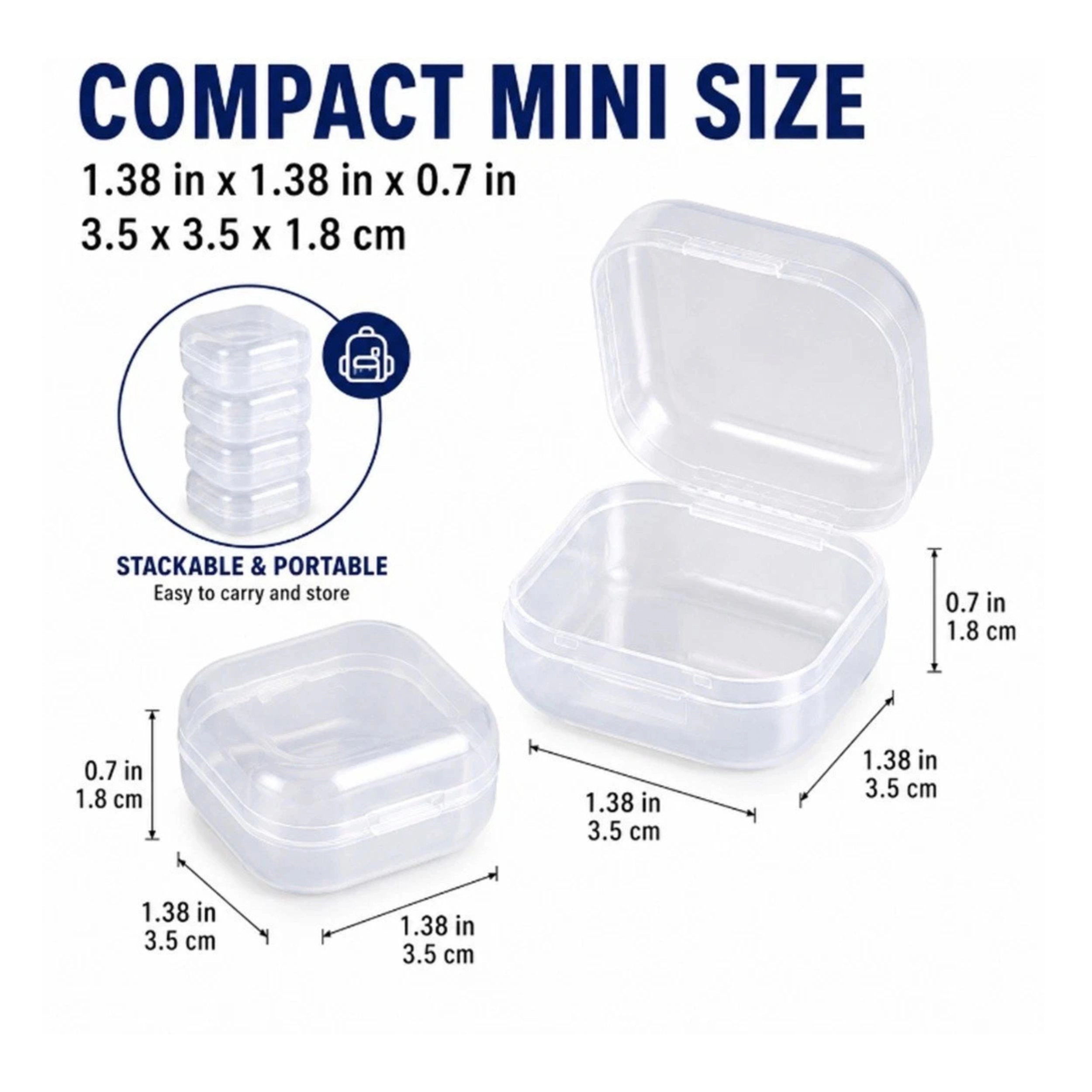 Home Collection Pack of 40 Clear Mini Plastic Storage Boxes for Jewelry & Beads