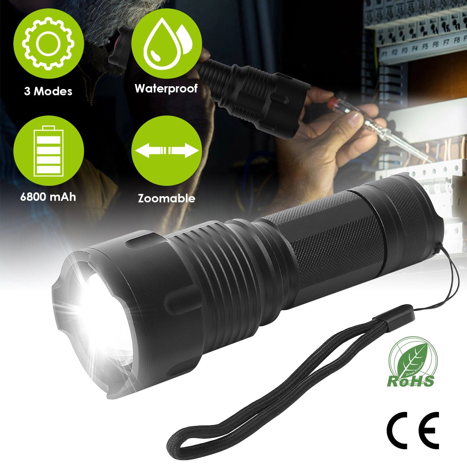 GBruno Rechargeable Zoomable LED Flashlight