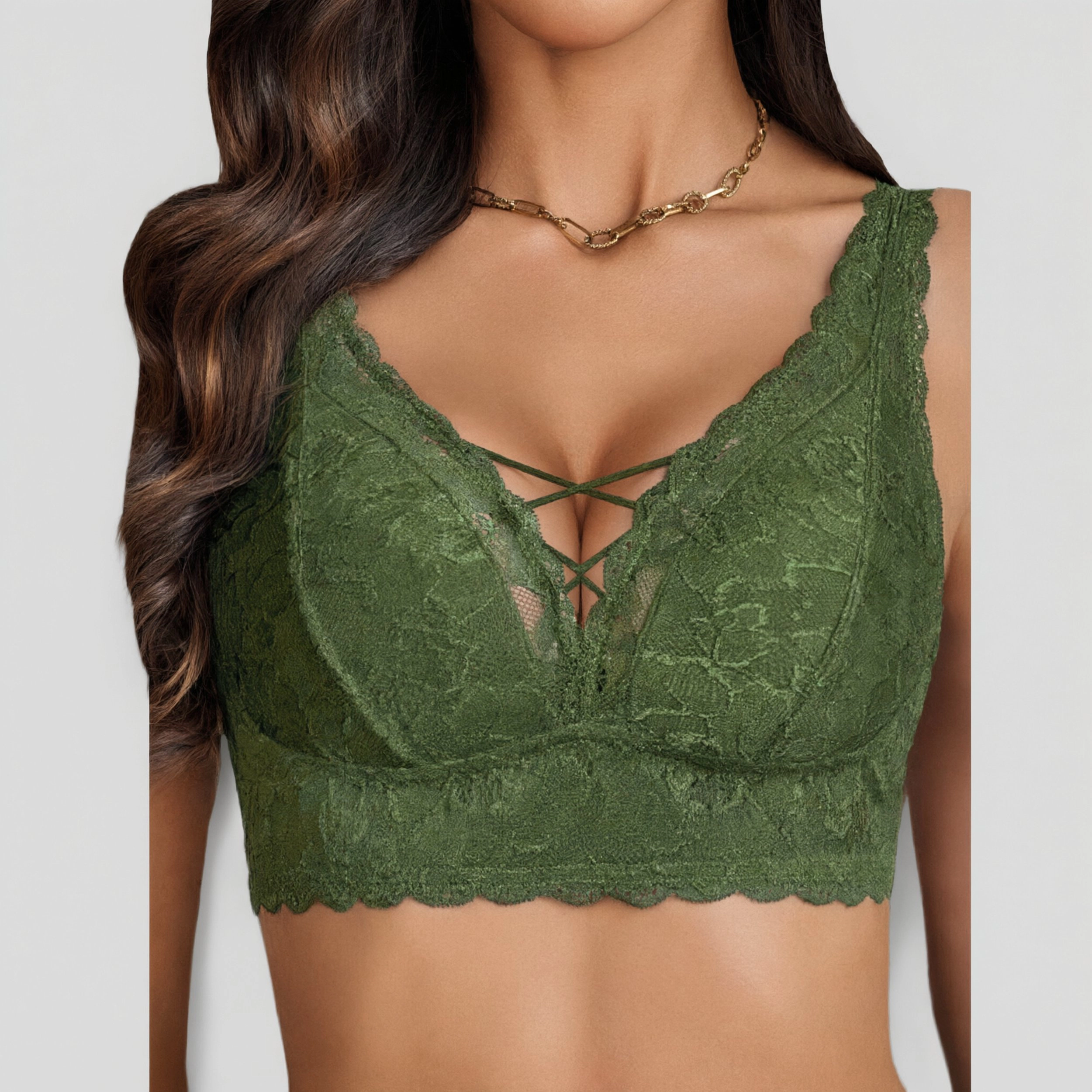 Avidlove Women's Lace V Neck Strappy Wireless Bralette
