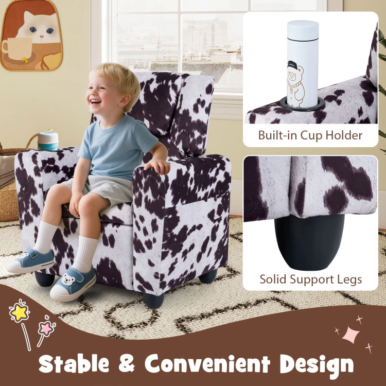 Hivvago Kids Recliner Chair Push Back Toddler Reclining Armchair With Cup Holder