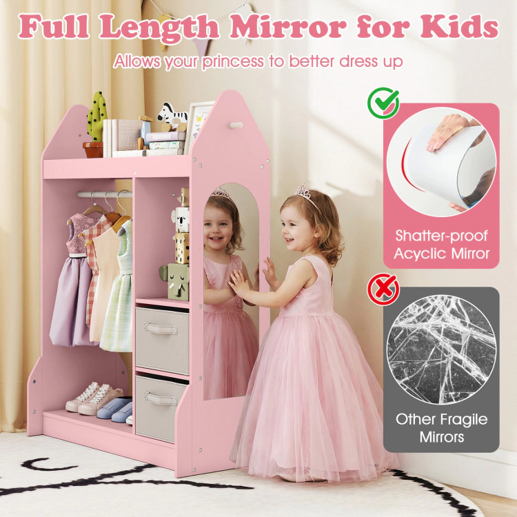 Hivvago Kids Play Armoire Dresser with Cloth Hanger
