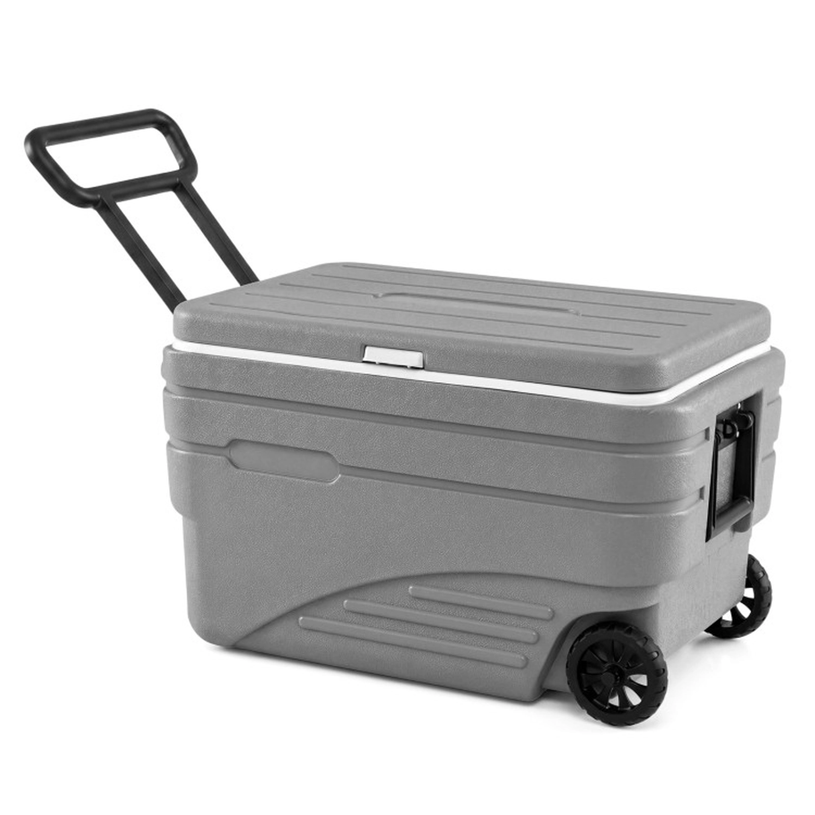 SUGIFT 84 Quart Portable Wheeled Ice Cooler with Pull Handle 330-lb Top Capacity 28-in Exterior 23.5-in Interior Gray