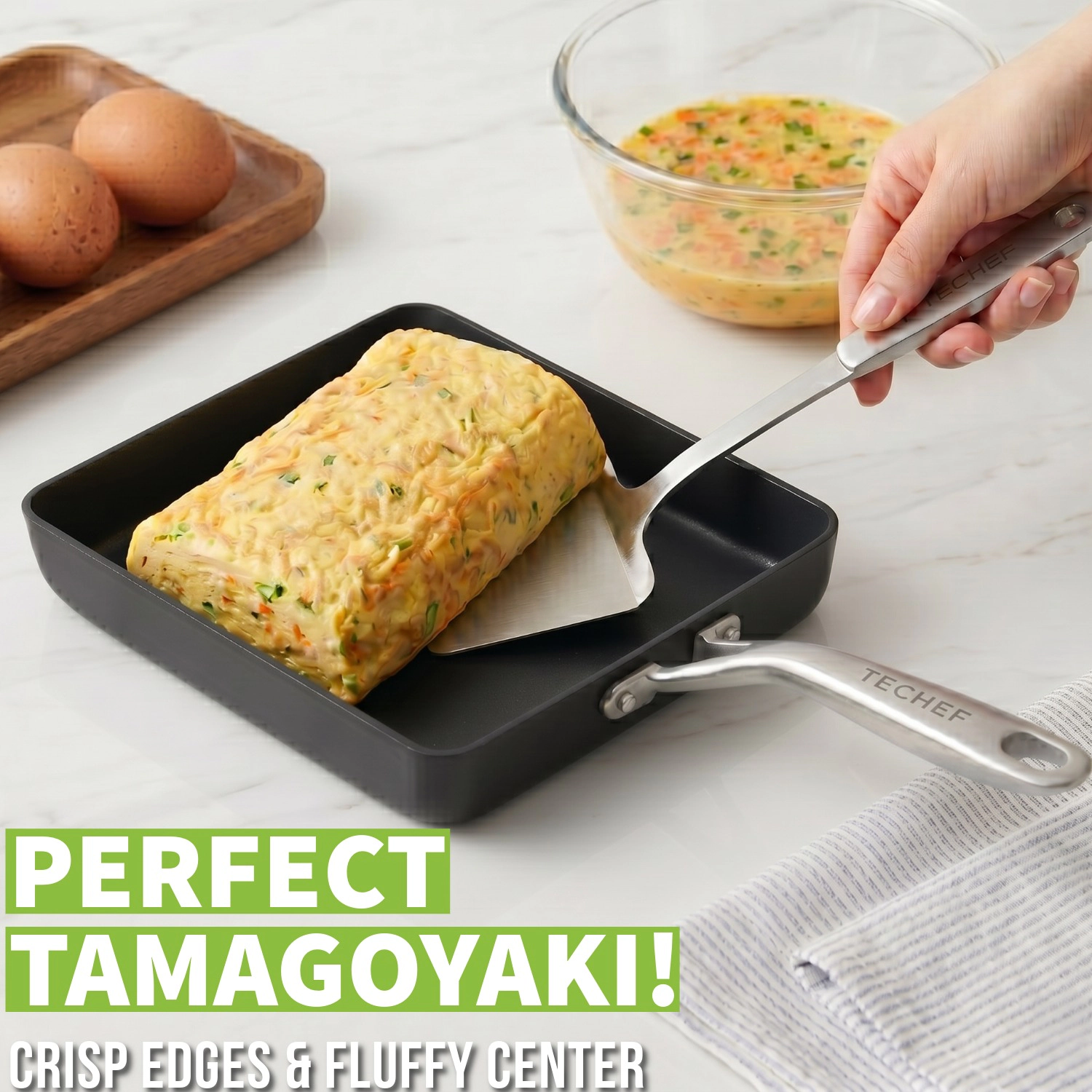 TECHEF Onyx - Nonstick Tamagoyaki Japanese Omelette Pan/Egg Pan