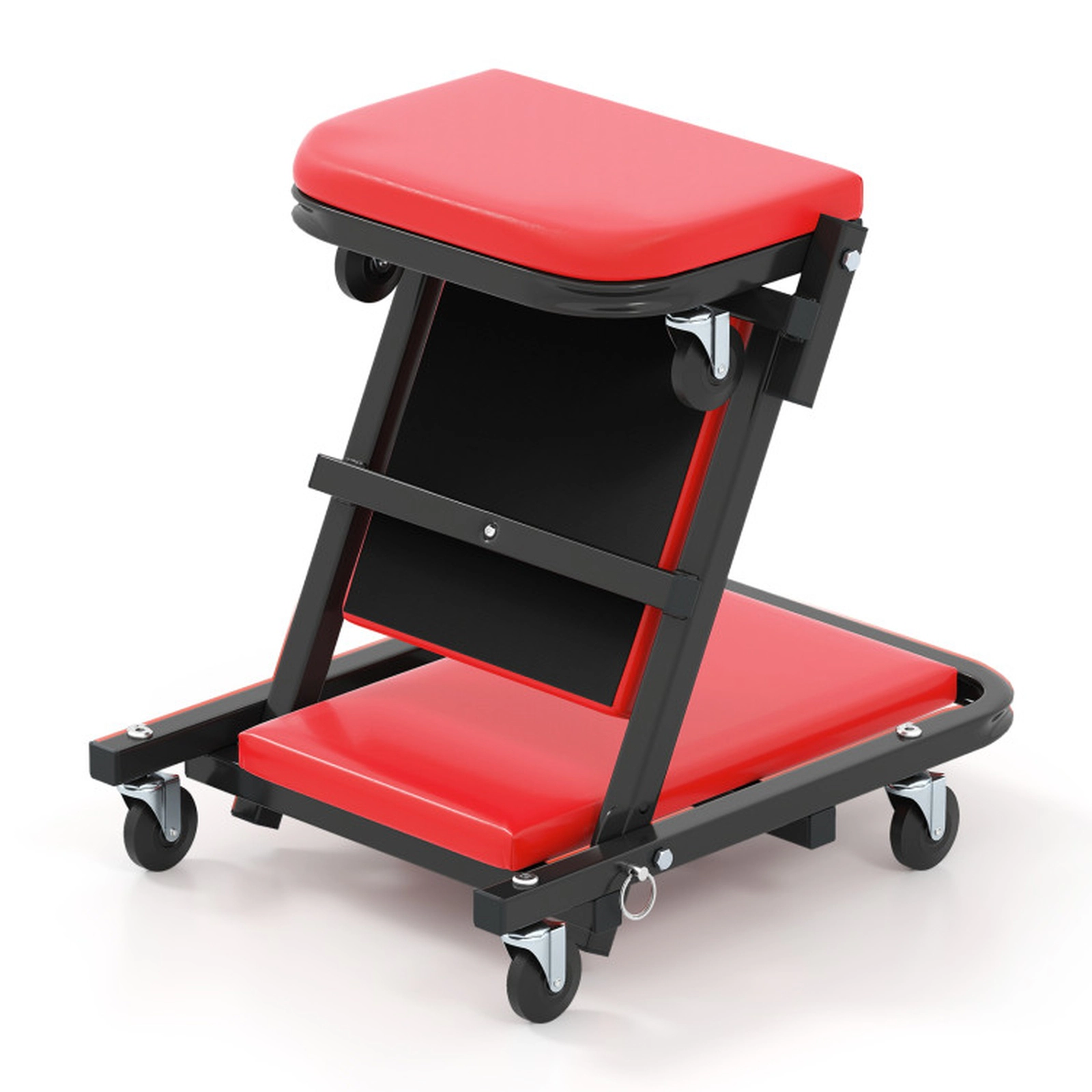 SUGIFT 40-in 2-in-1 Folding Automotive Creeper and Z-Shaped Stool with Padded Seat and 6 Wheels