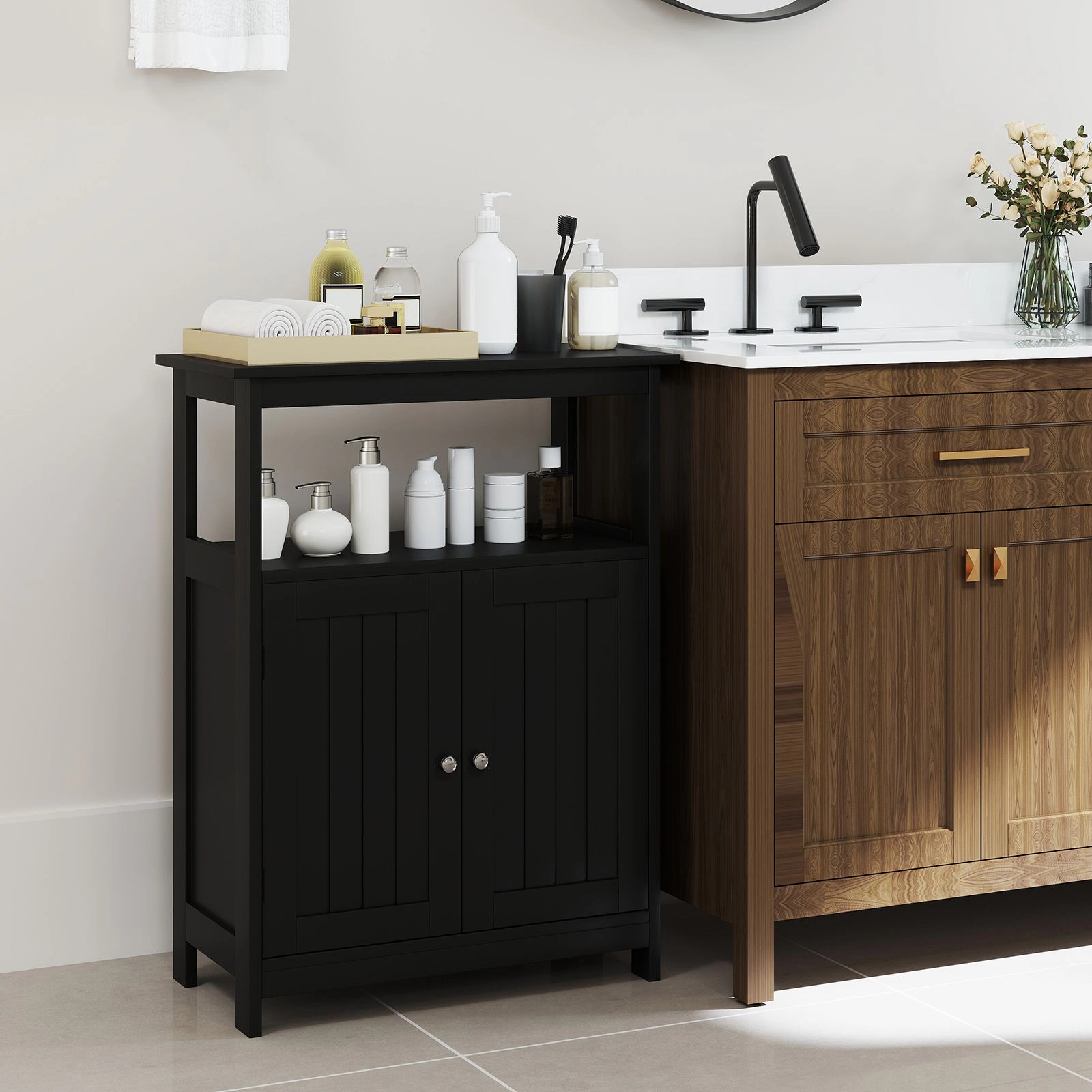 SlickBlue Freestanding Bathroom Floor Cabinet with Adjustable Shelf