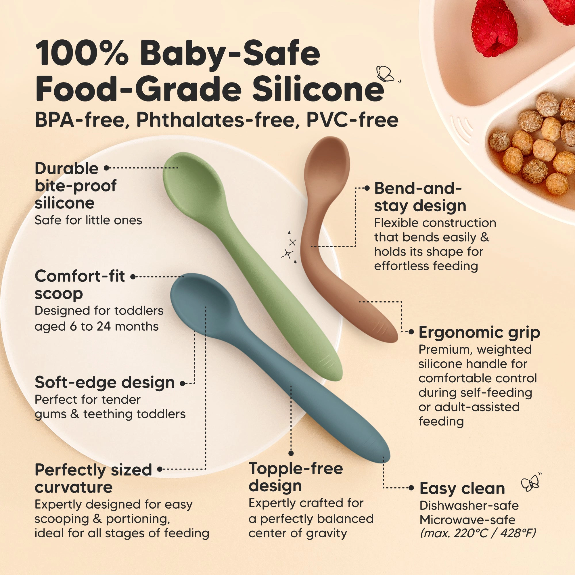 KeaBabies 3-Pack Prep Baby Spoons