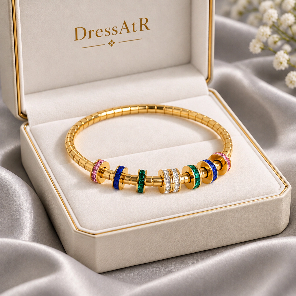 DressAtR Women's 18K Gold Plated Nordic Circle Bracelet