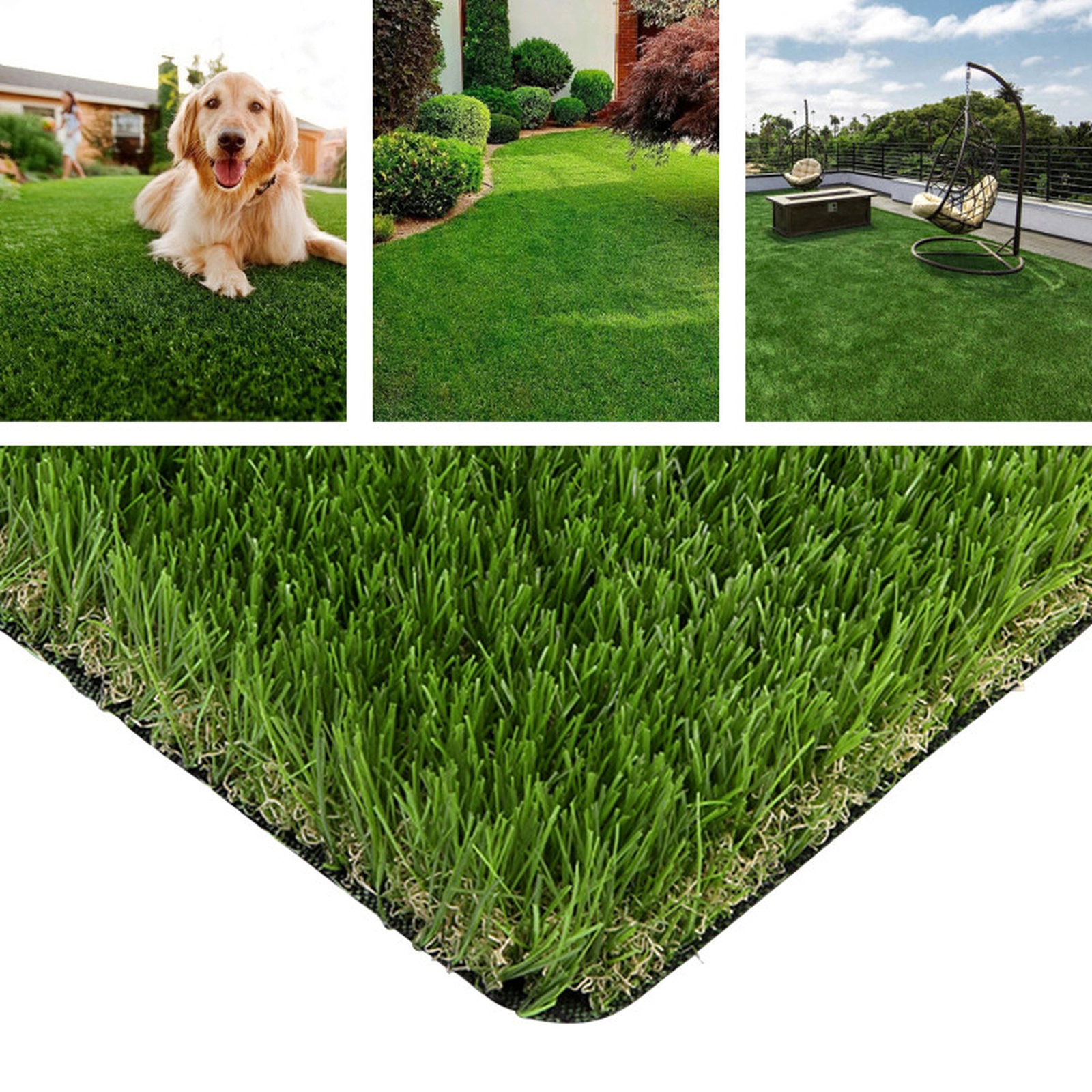 SUGIFT 6-ft x 10-ft 2-in Pile Indoor Outdoor Synthetic Turf Mat with 4-Layer Backing and Drainage Holes